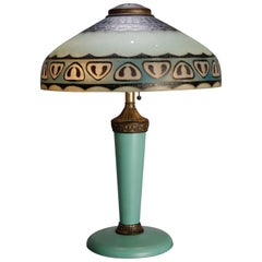 Antique Arts & Crafts Pittsburgh Reverse Painted Lamp, circa 1920