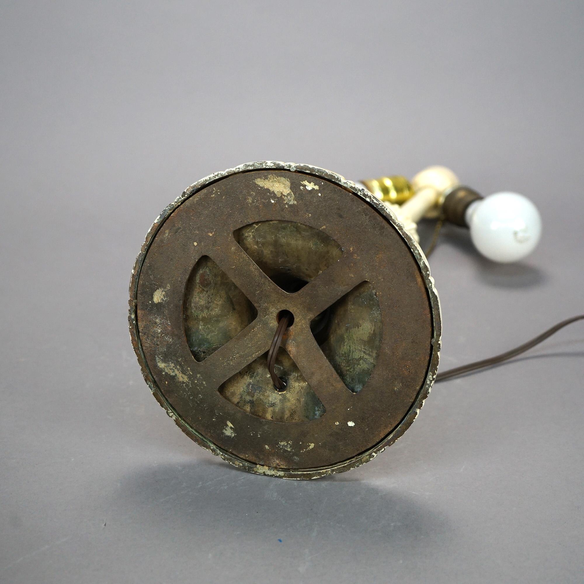 Antique Arts & Crafts Pittsburgh Reverse Painted Table Lamp, Circa 1920 6