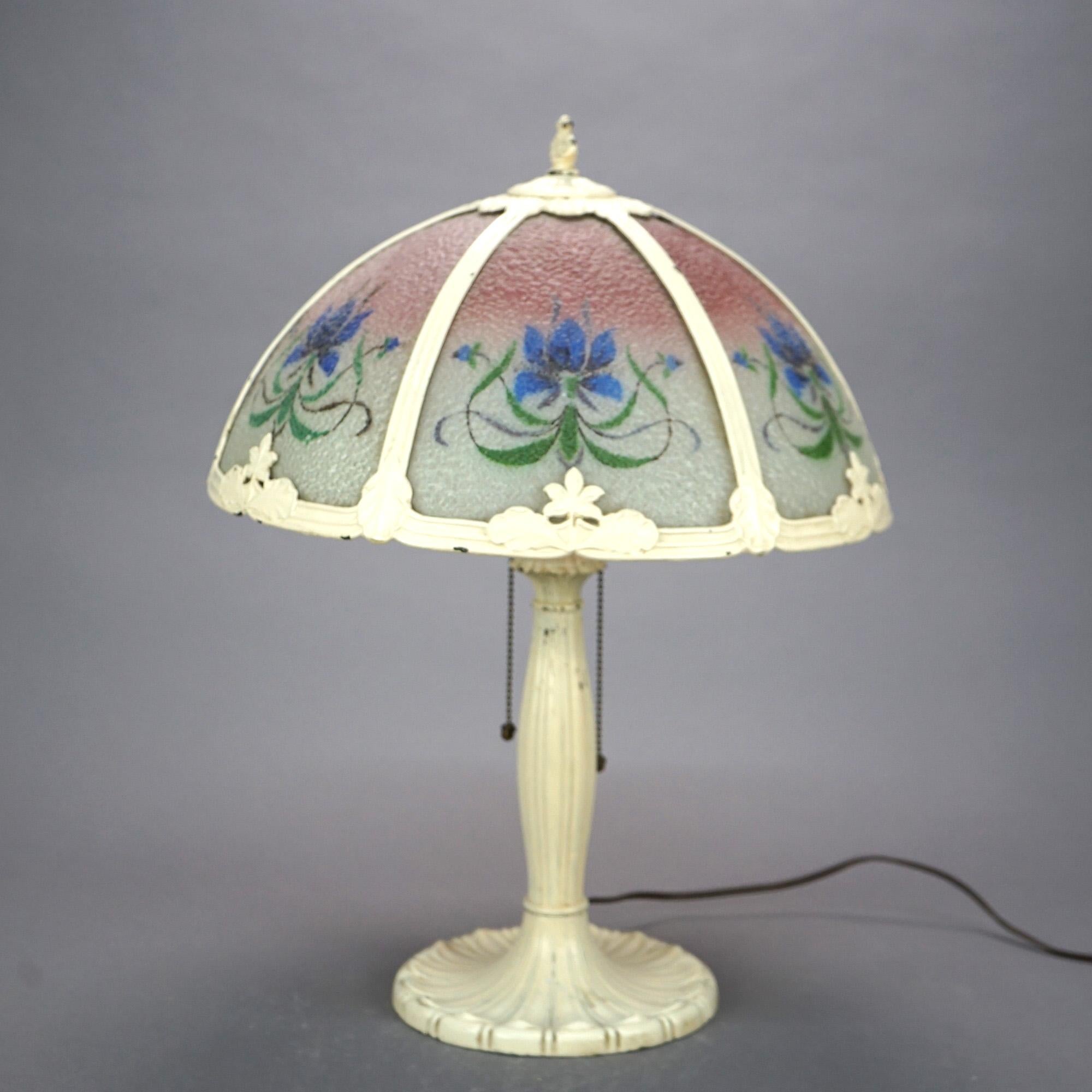 Arts and Crafts Antique Arts & Crafts Pittsburgh Reverse Painted Table Lamp, Circa 1920