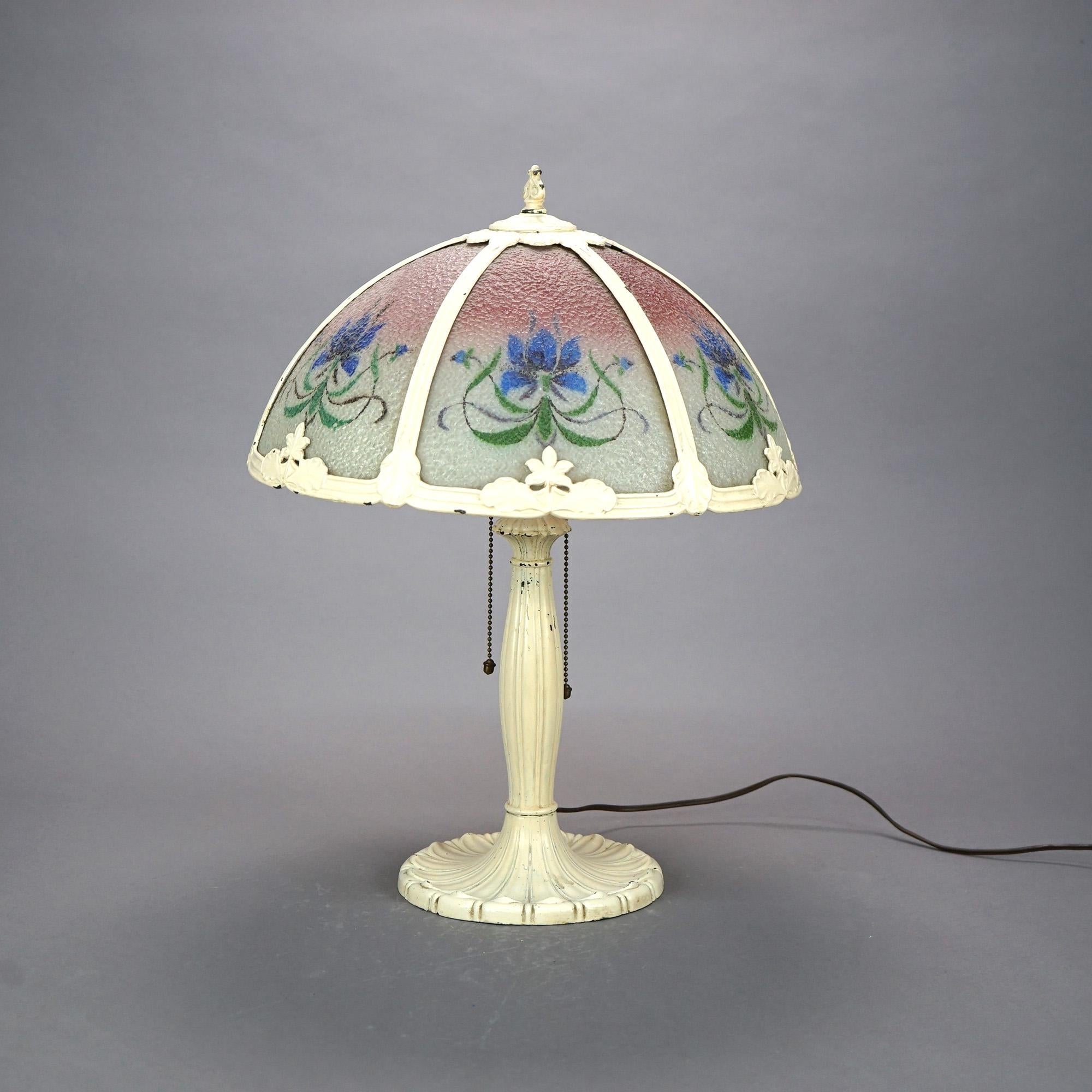 American Antique Arts & Crafts Pittsburgh Reverse Painted Table Lamp, Circa 1920