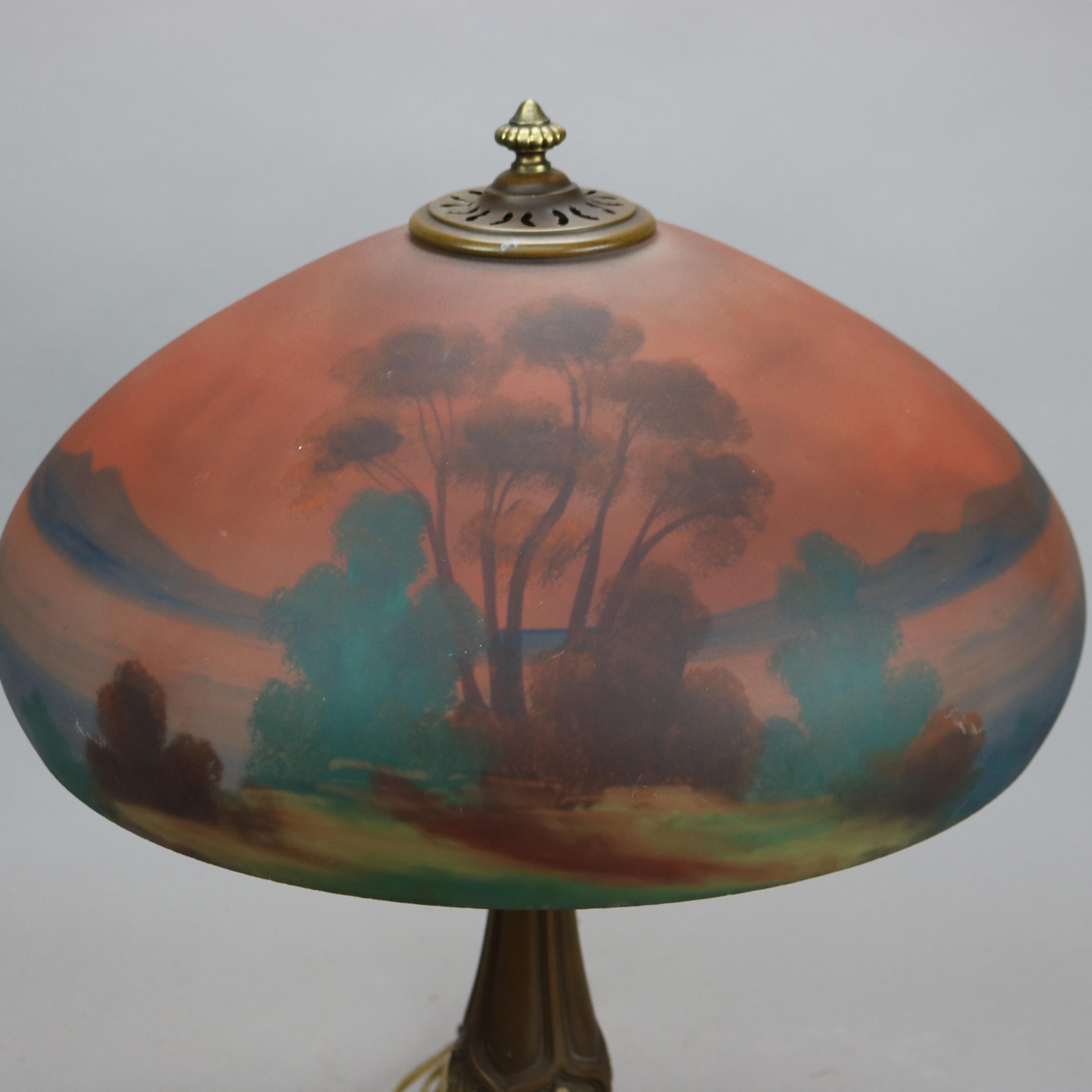 Arts and Crafts Antique Arts & Crafts Pittsburgh Reverse Painted Table Lamp circa 1920