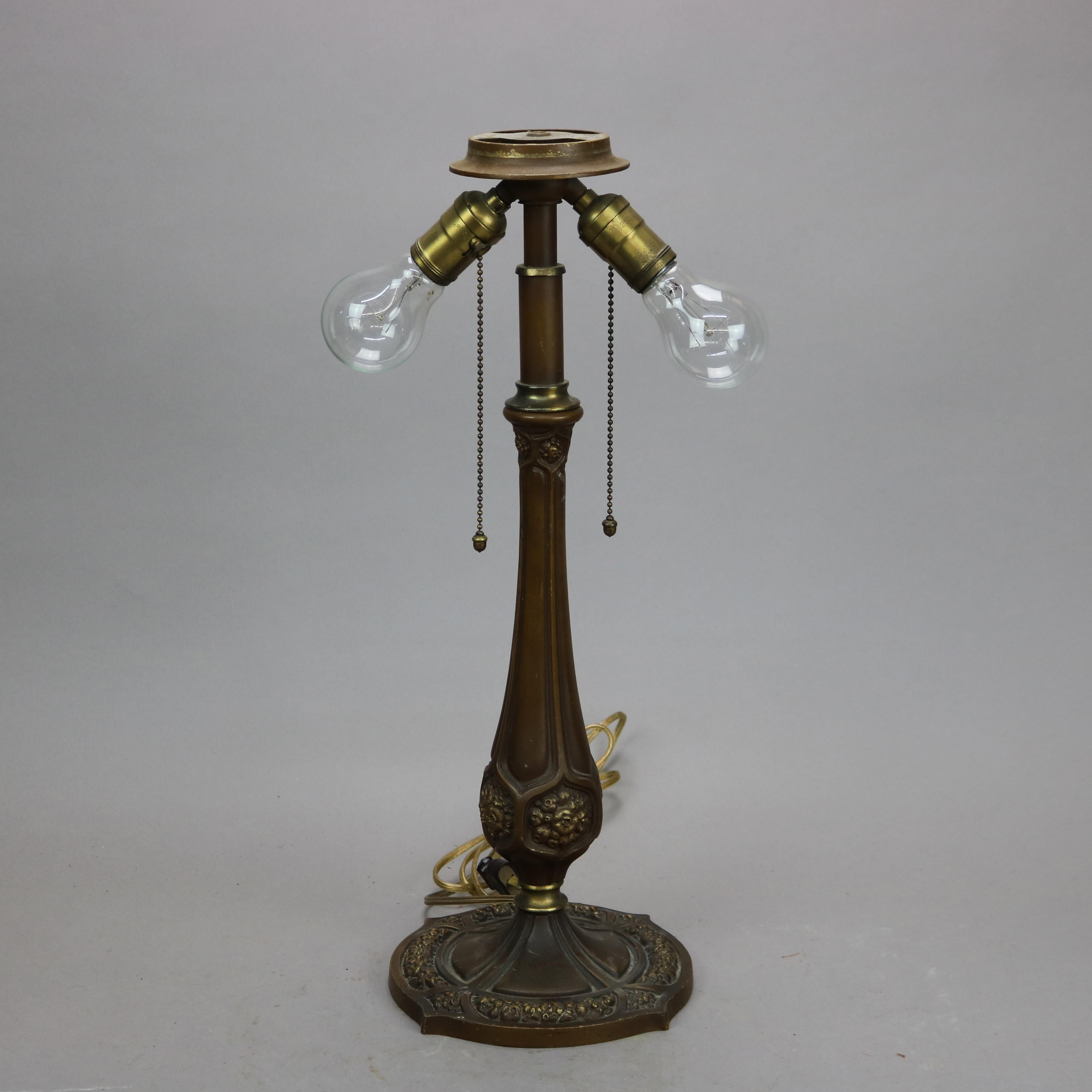 Hand-Painted Antique Arts & Crafts Pittsburgh Reverse Painted Table Lamp circa 1920