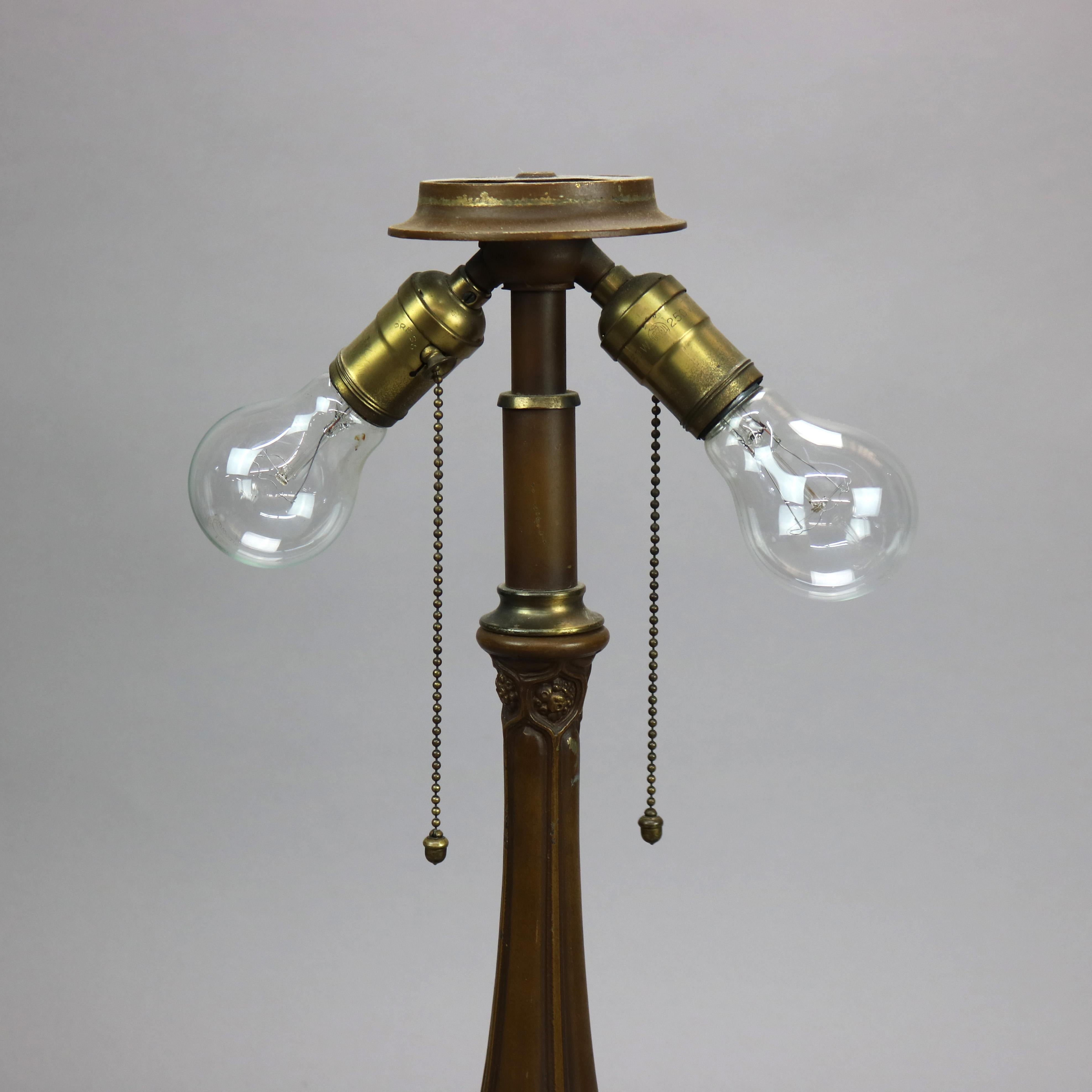 Antique Arts & Crafts Pittsburgh Reverse Painted Table Lamp circa 1920 In Good Condition In Big Flats, NY