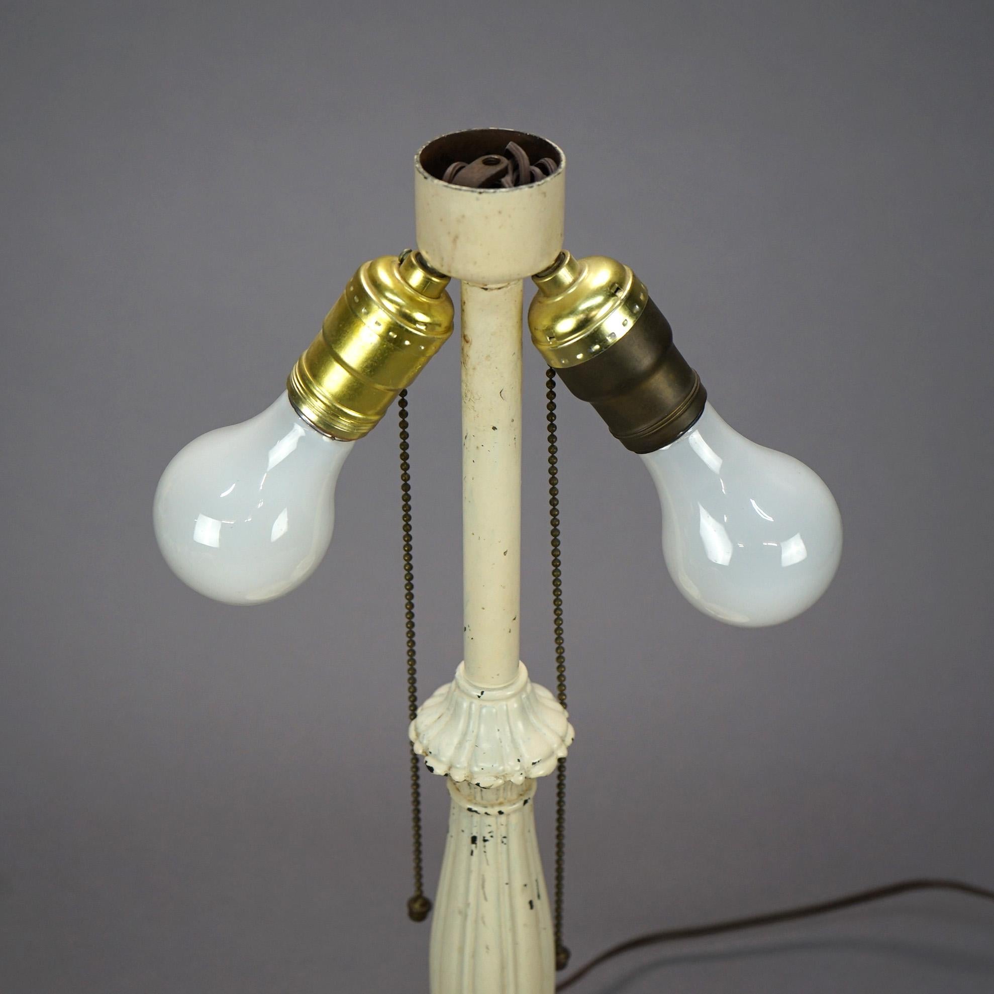Antique Arts & Crafts Pittsburgh Reverse Painted Table Lamp, Circa 1920 2