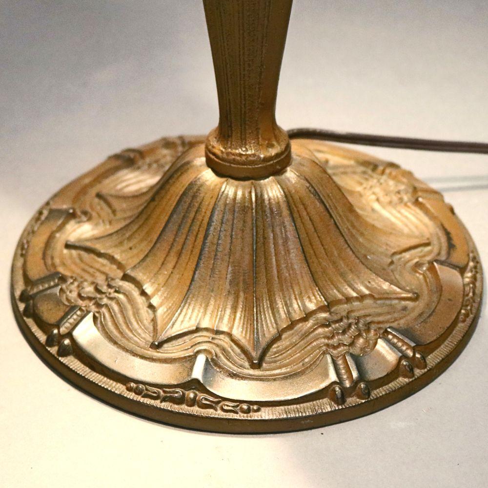 American Antique Arts & Crafts Pittsburgh School Bronze Reverse Painted Lamp, circa 1920
