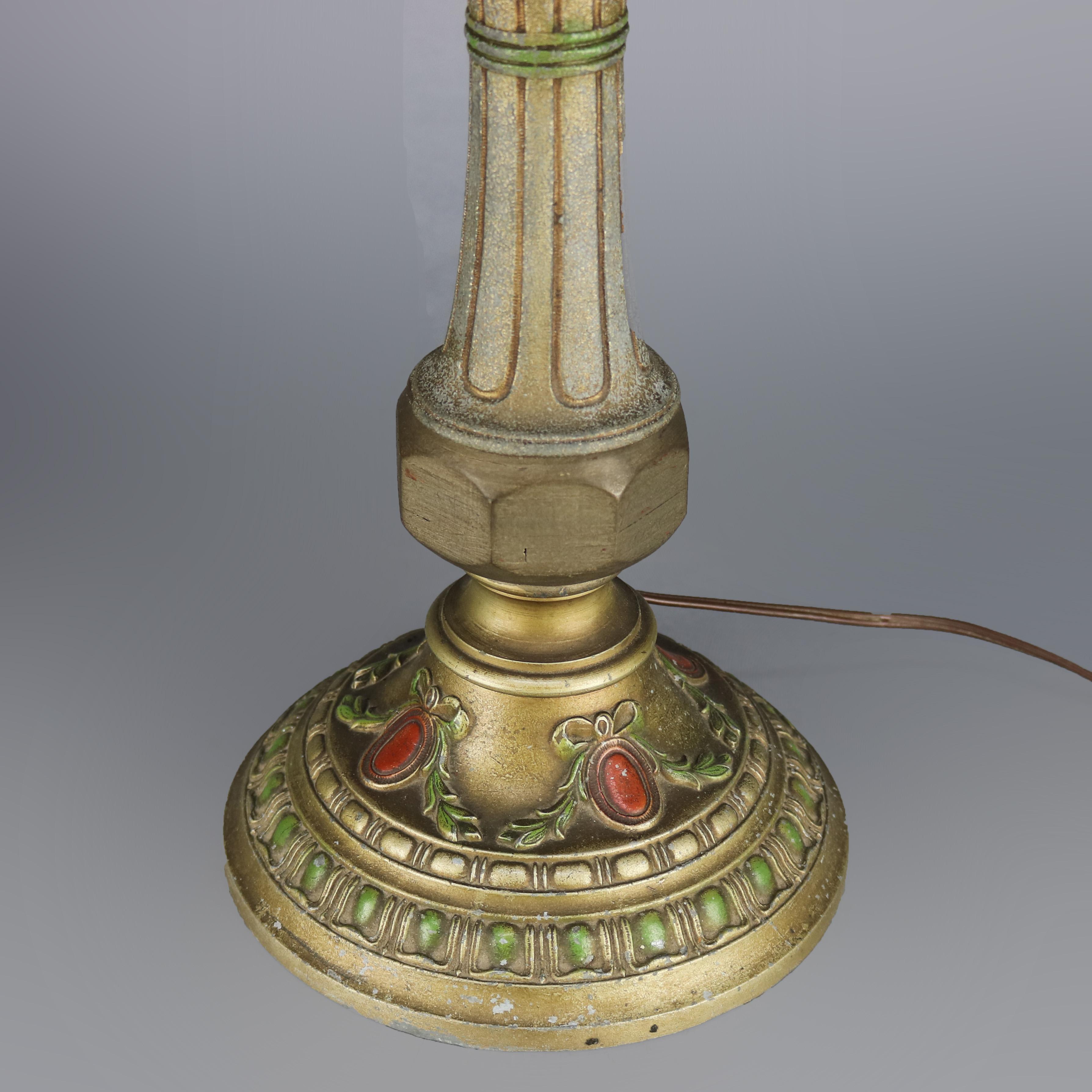 Antique Arts & Crafts Pittsburgh School Reverse Painted Table Lamp, circa 1920 5