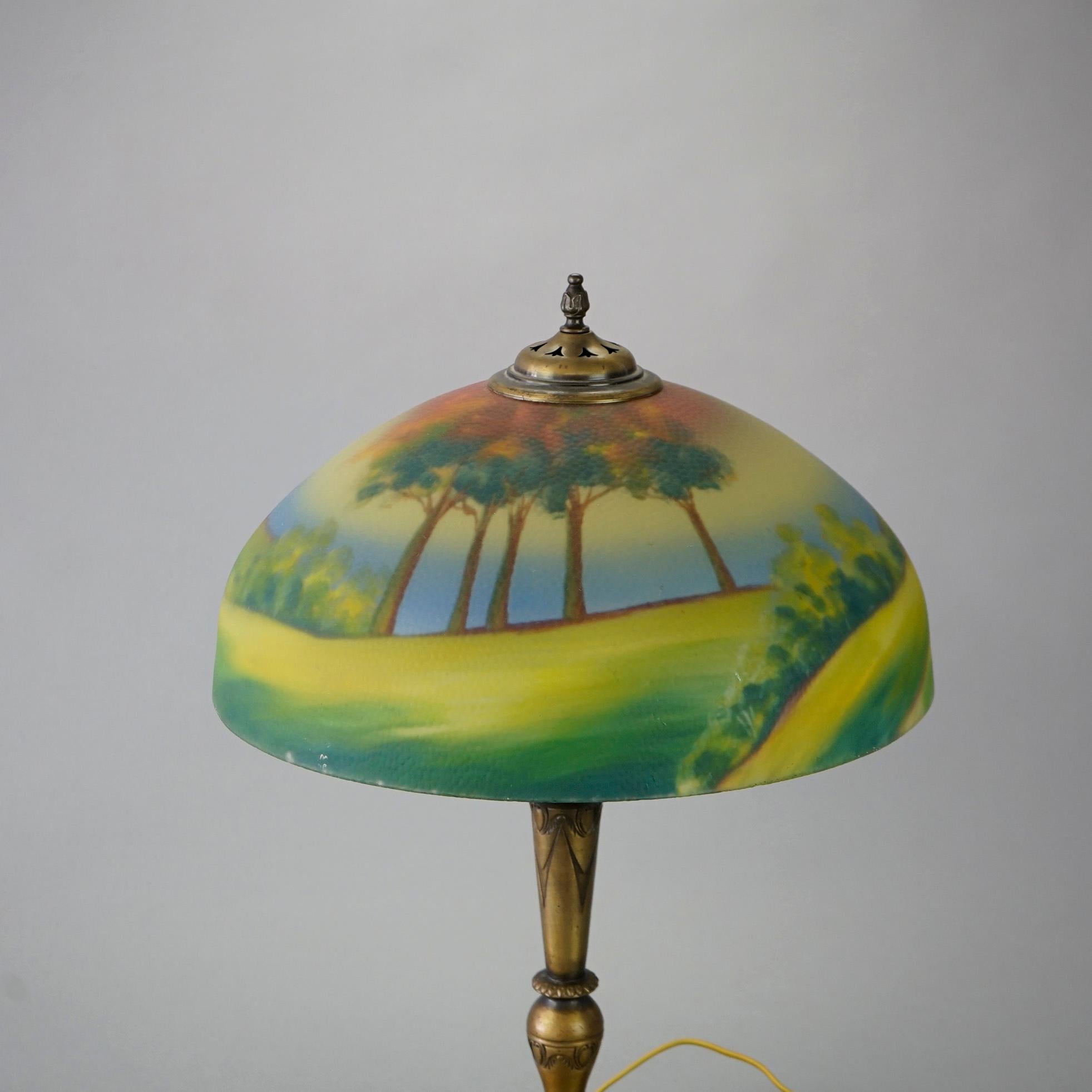 Arts and Crafts Antique Arts & Crafts Pittsburgh School Reverse Painted Table Lamp Circa 1920