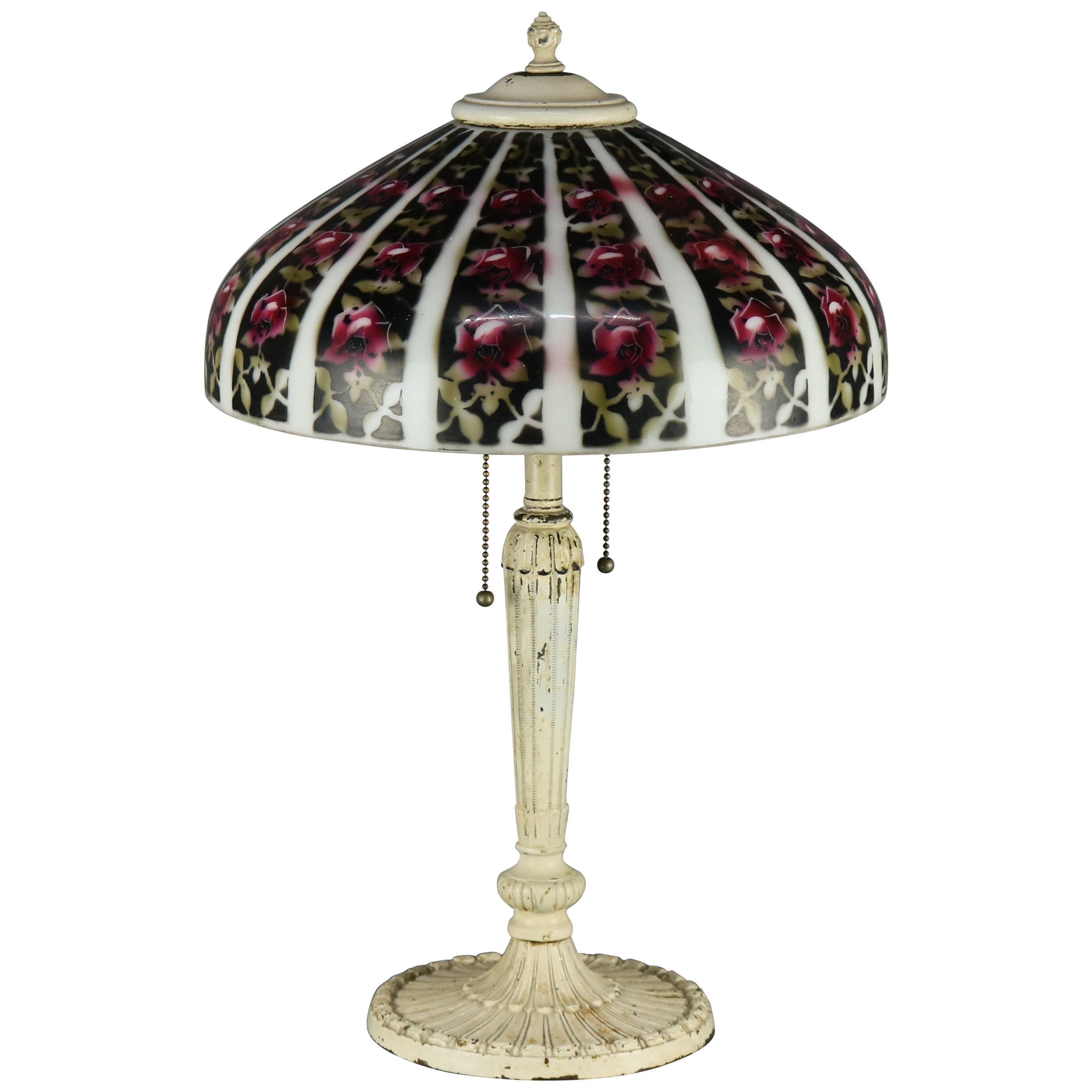 Arts & Crafts Pittsburgh Obverse Painted Table Lamp, circa 1920