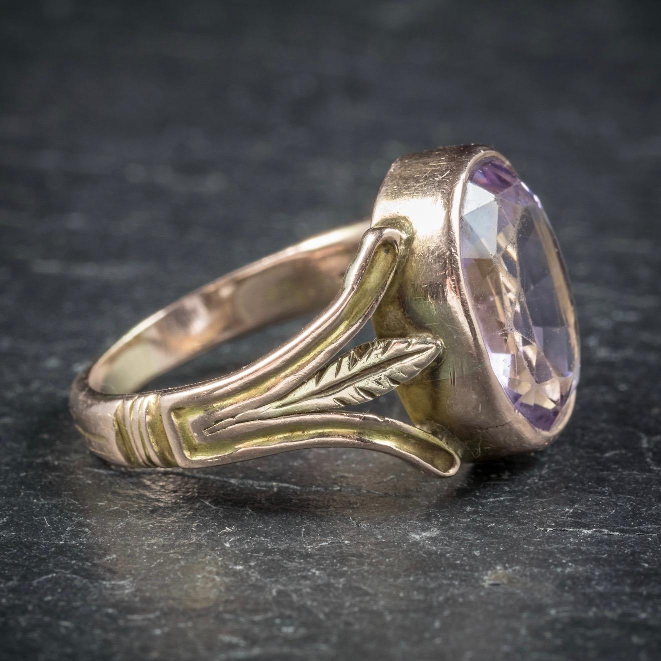 Women's Antique Arts & Crafts Purple Spinel 15 Carat Gold circa 1900 Ring For Sale