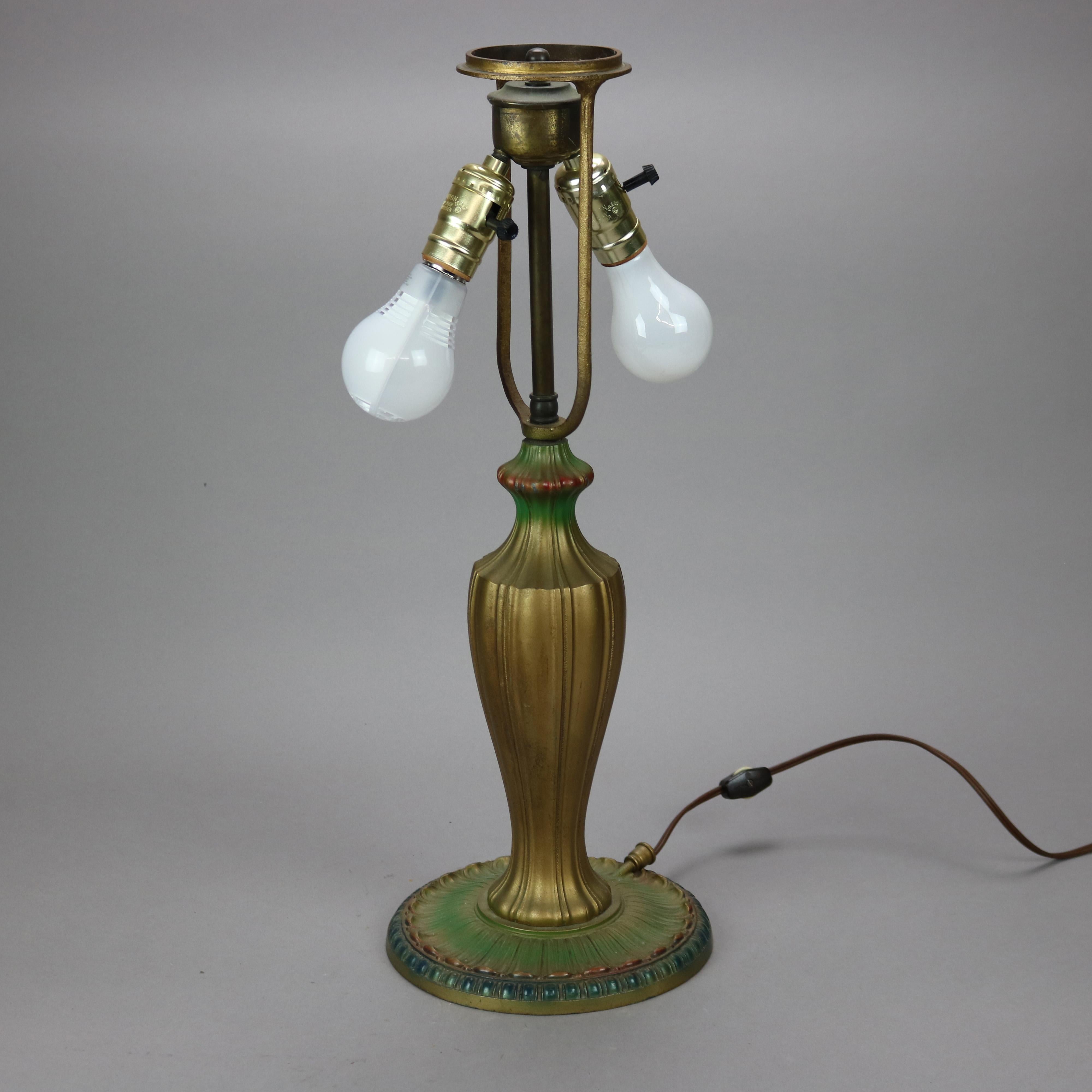 Antique Arts & Crafts Reverse Painted Bradley & Hubbard School Lamp, Circa 1920 6