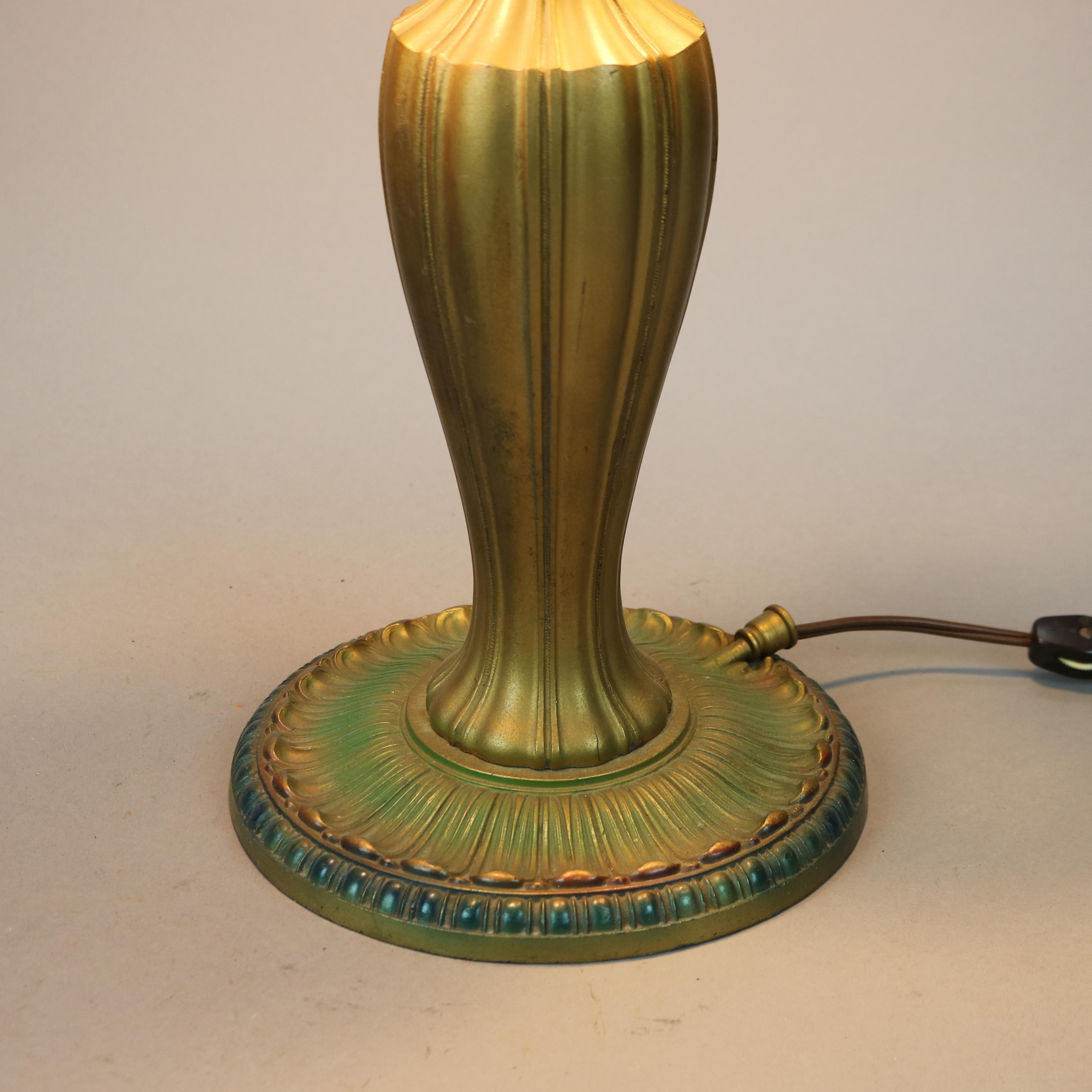 Antique Arts & Crafts Reverse Painted Bradley & Hubbard School Lamp, Circa 1920 9
