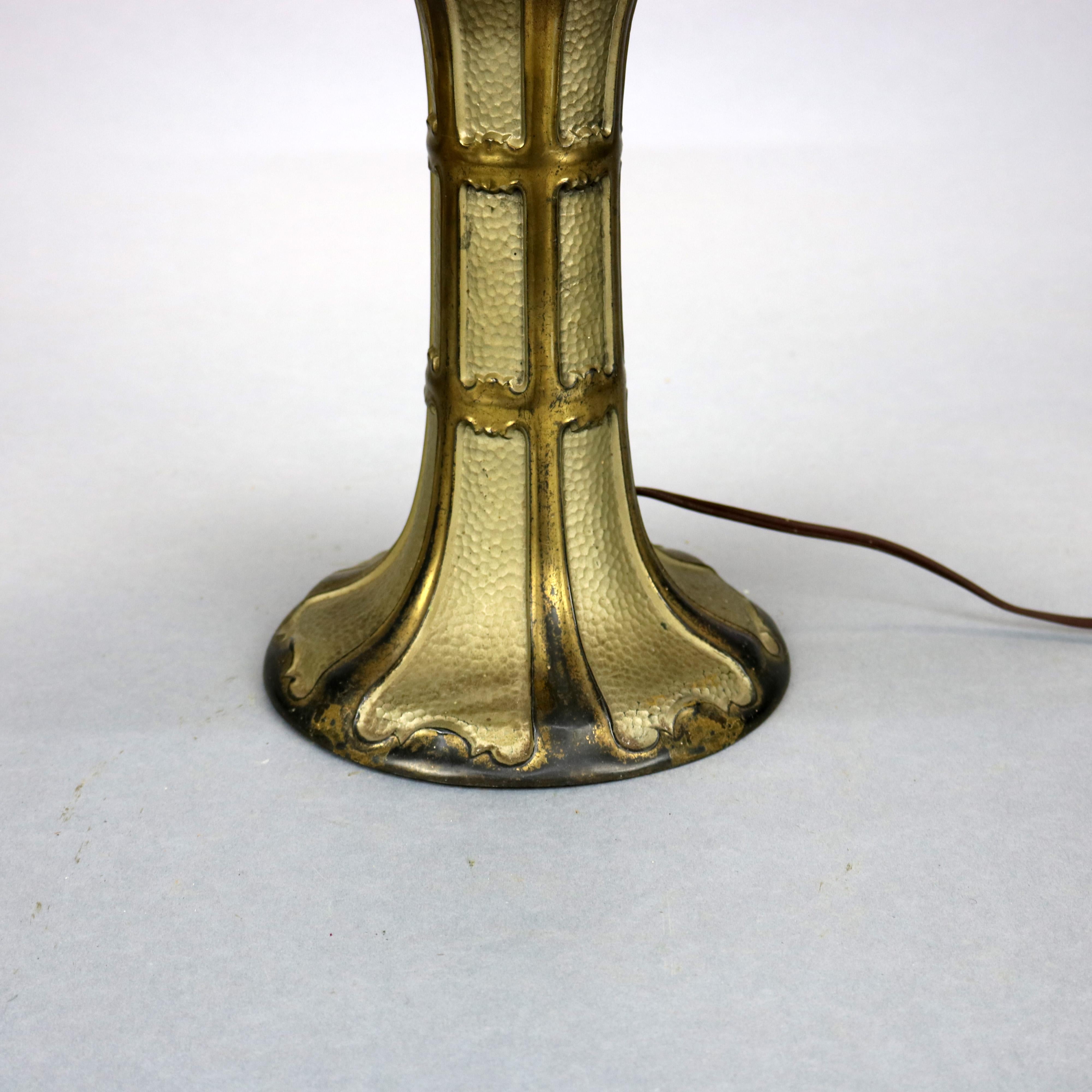 Antique Arts & Crafts Reverse Painted Floral Panel Table Lamp, Circa 1920 3