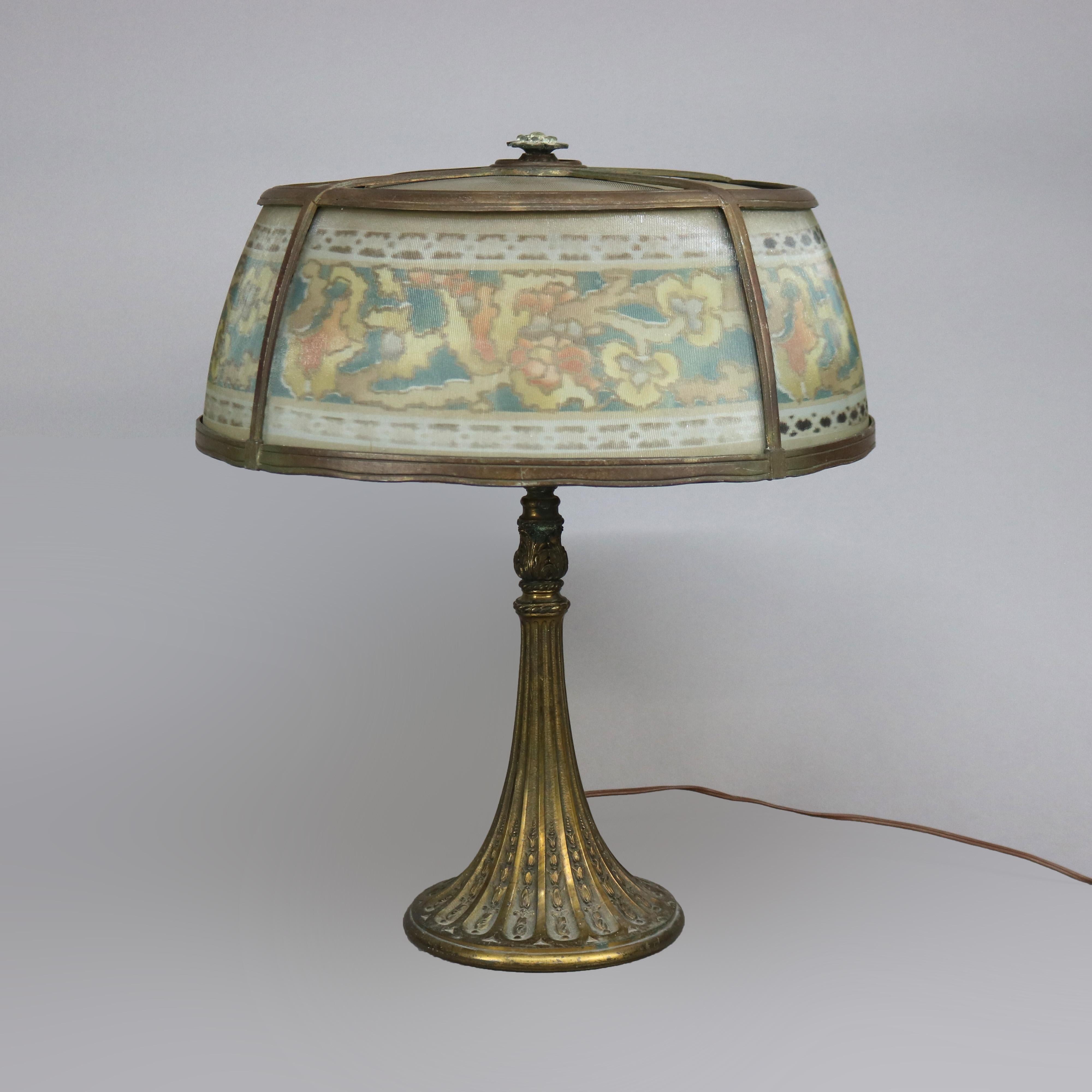 Arts and Crafts Antique Arts & Crafts Reverse Painted Table Lamp, Bradley & Hubbard School c1920
