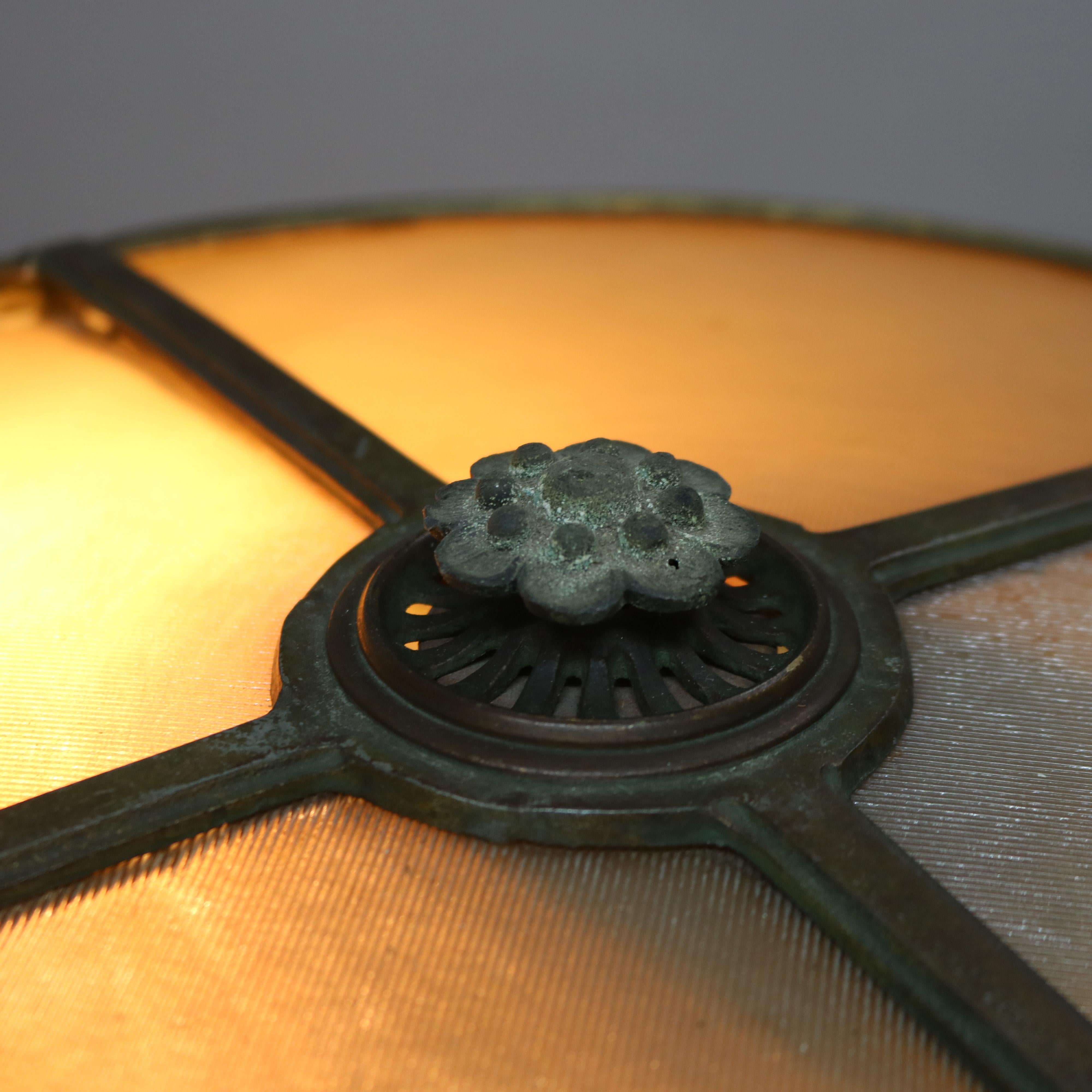 20th Century Antique Arts & Crafts Reverse Painted Table Lamp, Bradley & Hubbard School c1920