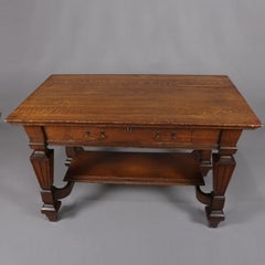 Antique Arts & Crafts R.J. Horner School Quarter Sawn Oak Library Table