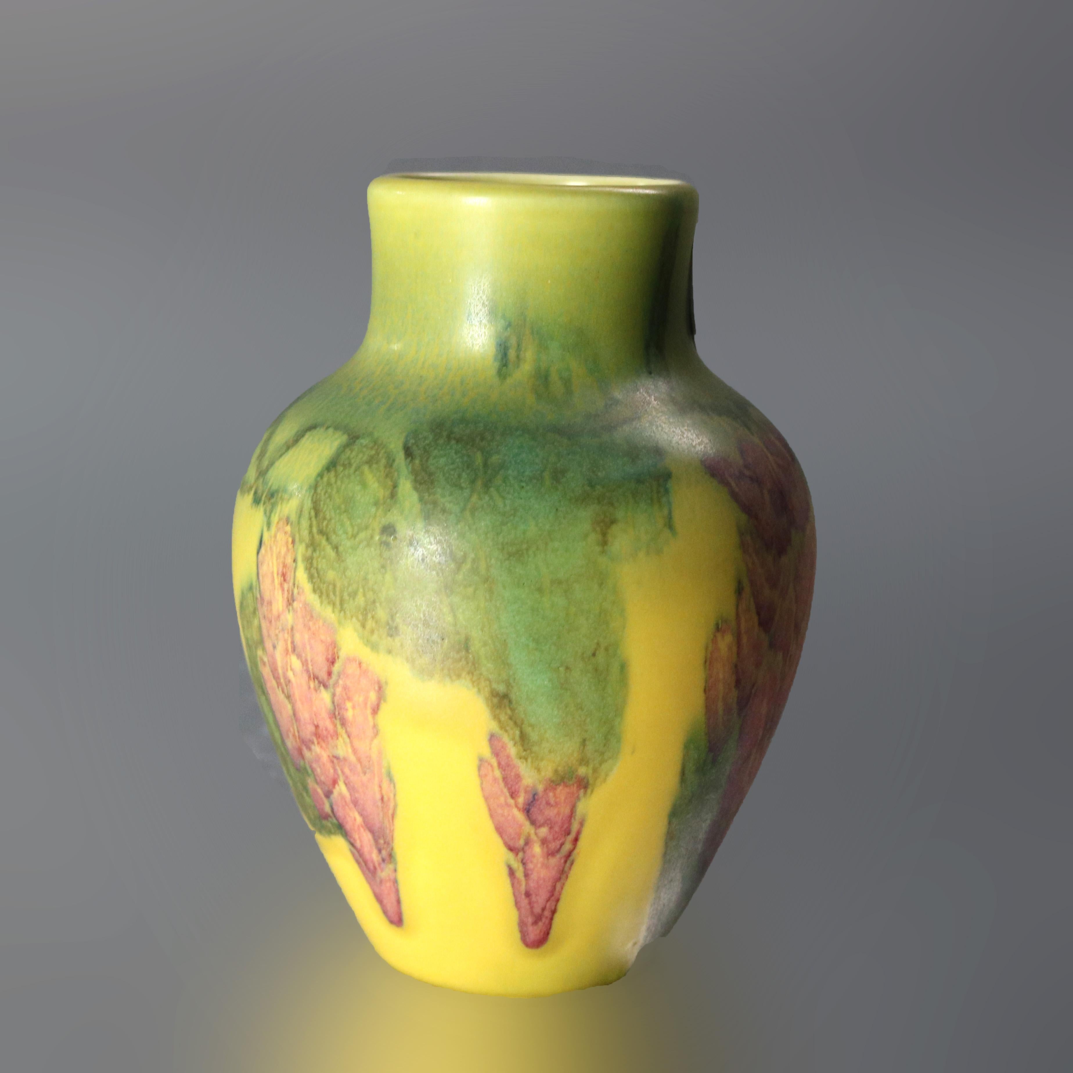 20th Century  Antique Arts & Crafts Rookwood Art Pottery Abstract Vase Matte Glaze, 1928