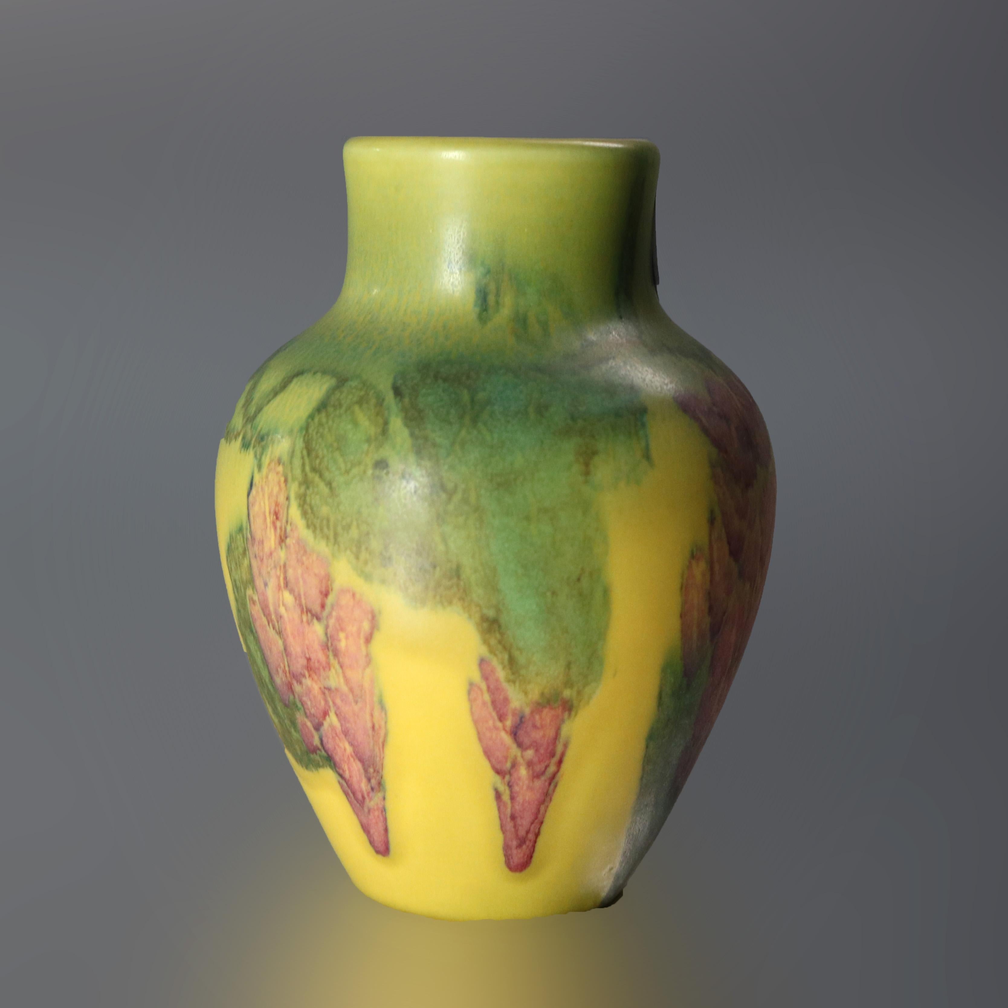 Ceramic  Antique Arts & Crafts Rookwood Art Pottery Abstract Vase Matte Glaze, 1928
