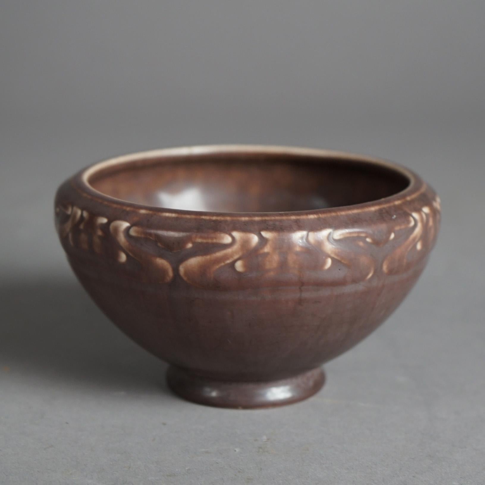 American  Antique Arts & Crafts Rookwood Art Pottery Bowl Dated 1921 For Sale