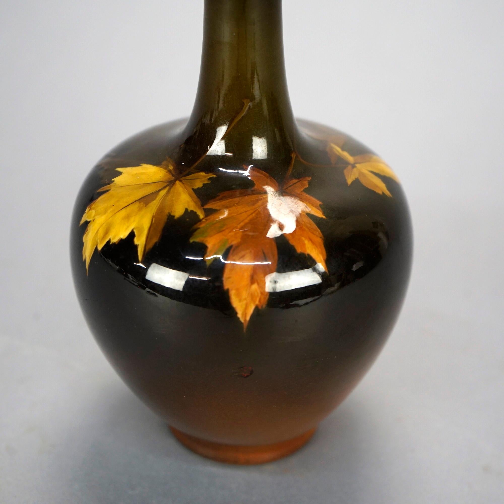 Arts and Crafts Antique Arts & Crafts Rookwood Art Pottery Vase, Fall Maple Leaves, c1930