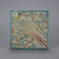 Antique Arts & Crafts Rookwood Matte Glaze Parrot Tile Trivet, Dated 1917