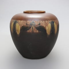 Antique Arts & Crafts Roseville Art Pottery Vase, Stylized Leaf & Swan, c1910