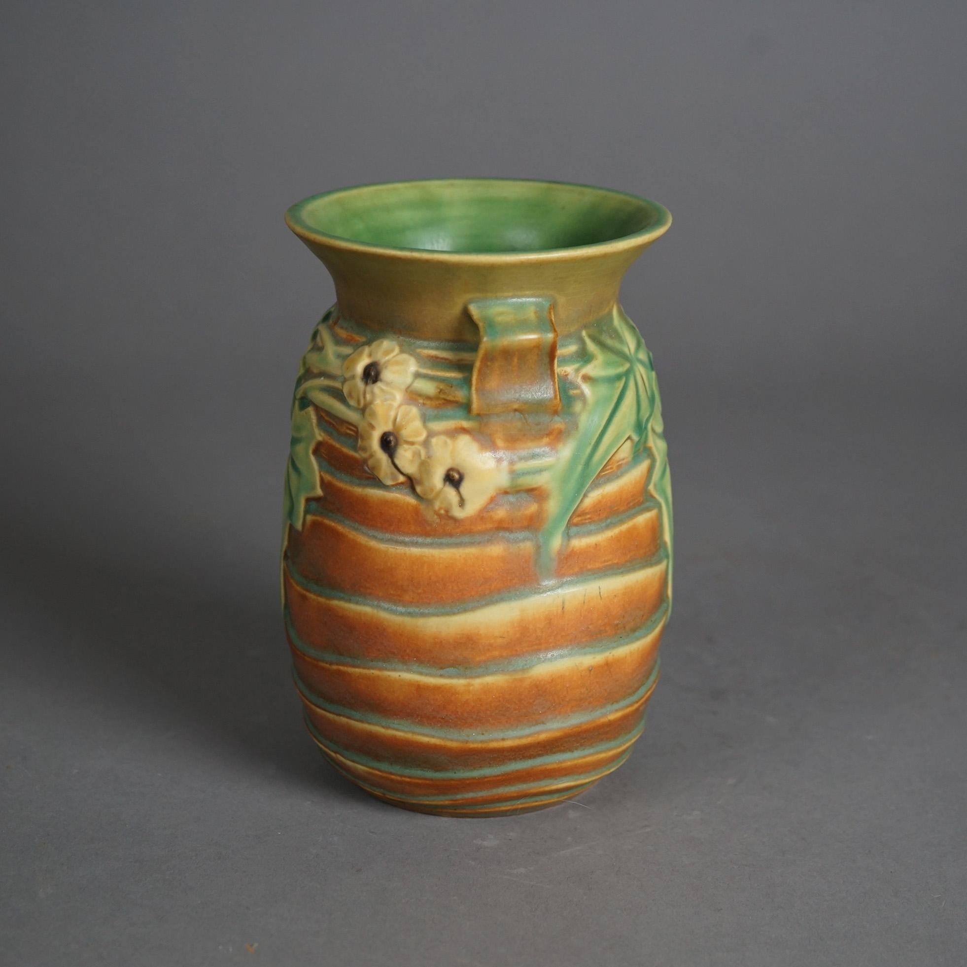 Arts and Crafts Antique Arts & Crafts Roseville Luffa Pattern Pottery Vase C1930 For Sale