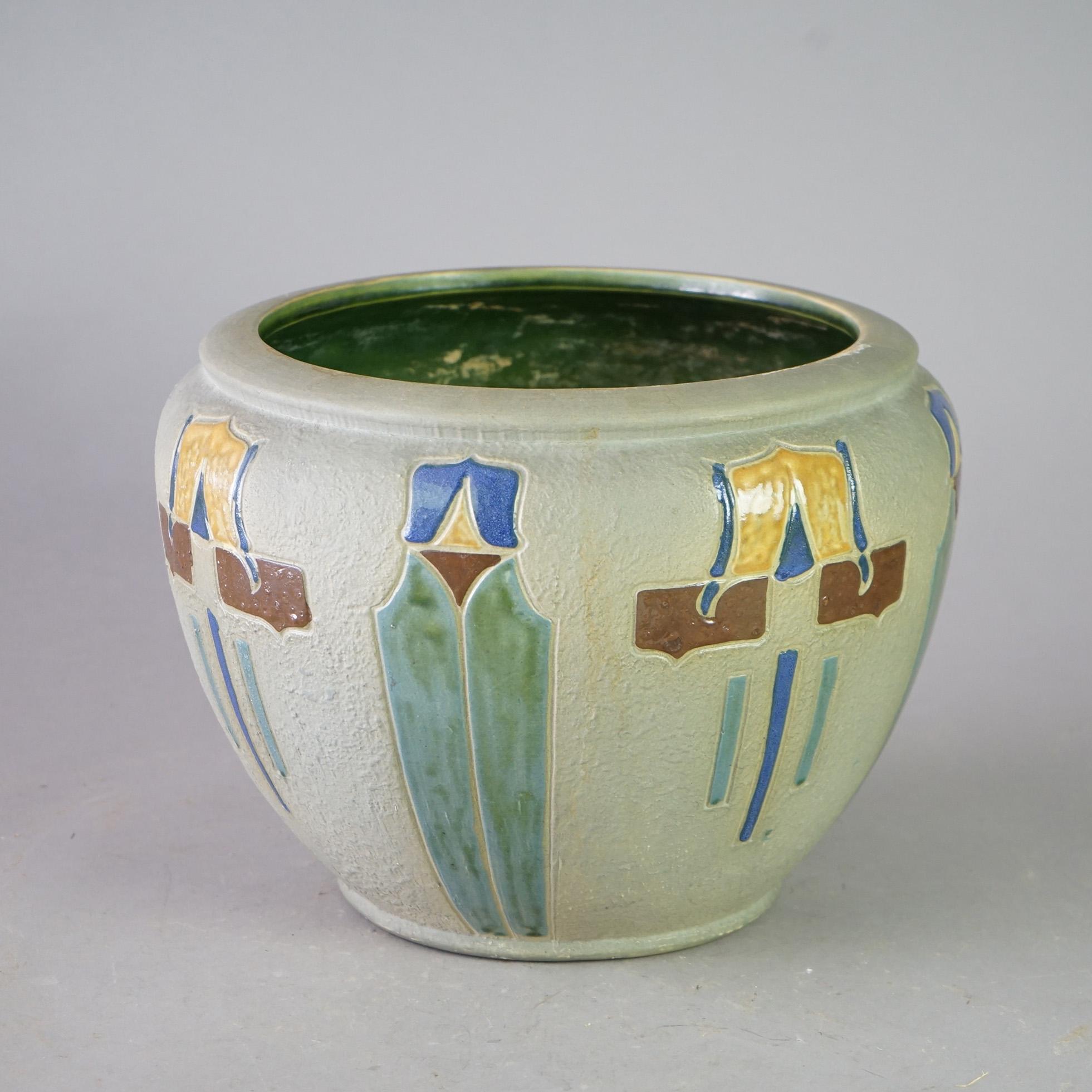 Antike Arts and Crafts Roseville Mostique Art Pottery Jardiniere Circa 1920 im Zustand „Gut“ im Angebot in Big Flats, NY