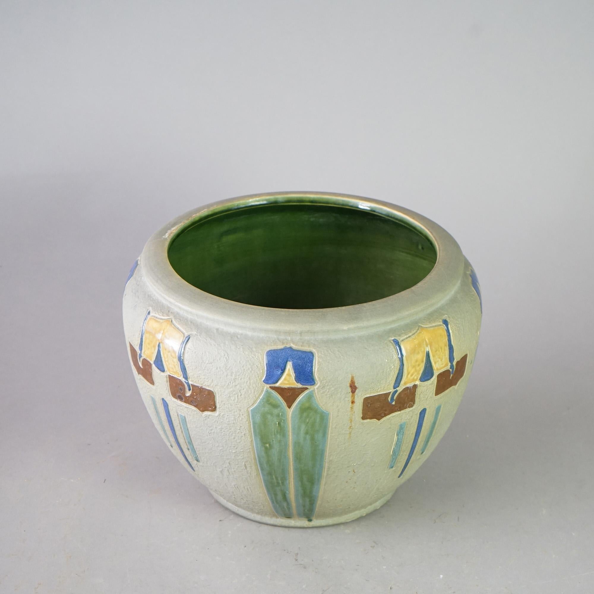 Antique Arts & Crafts Roseville Mostique Art Pottery Jardiniere Circa 1920 For Sale 1