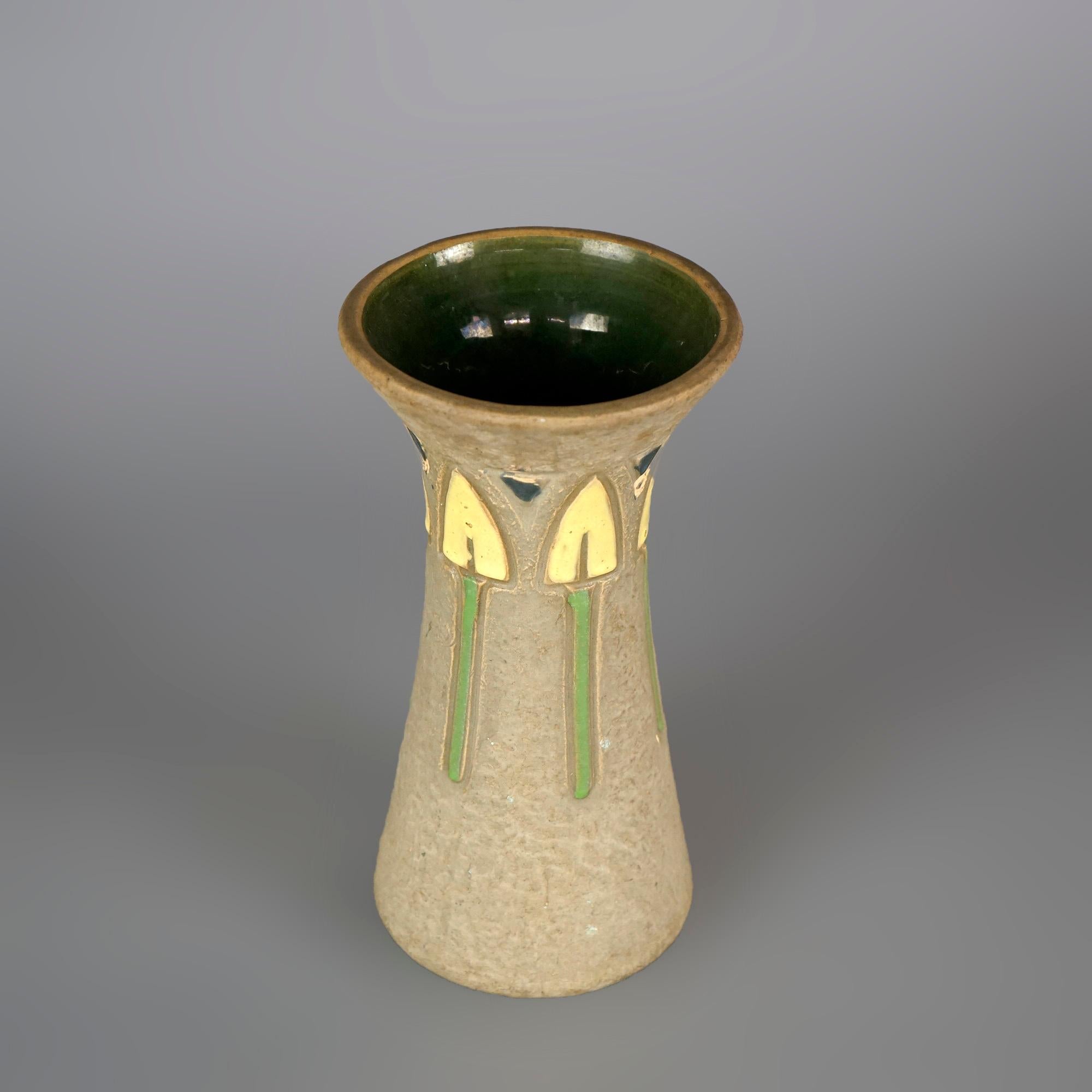 Arts and Crafts Antique Arts & Crafts Roseville Mostique Art Pottery Vase Circa 1930