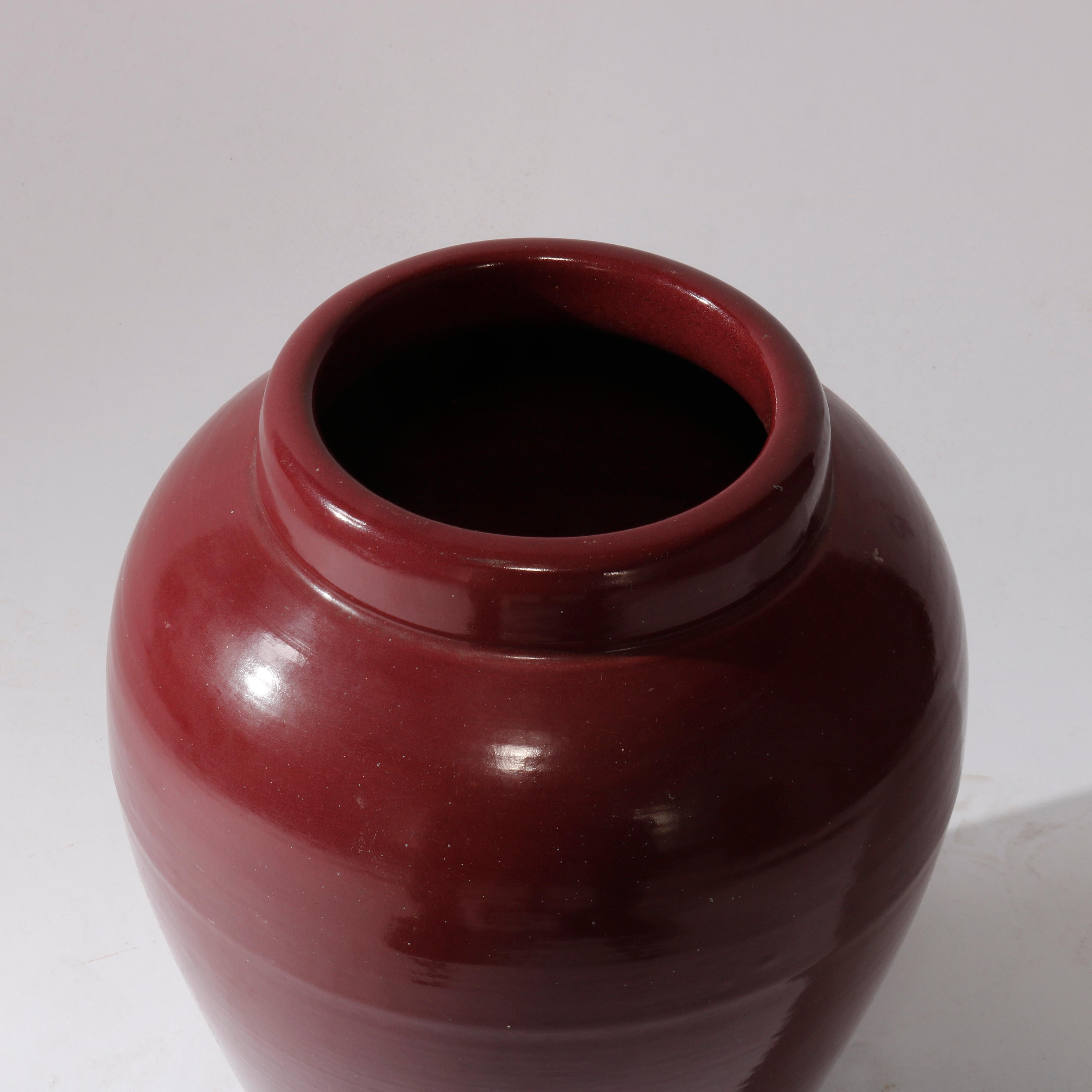 Glazed Antique Arts & Crafts Roseville School Pottery Floor Vase Circa 1920