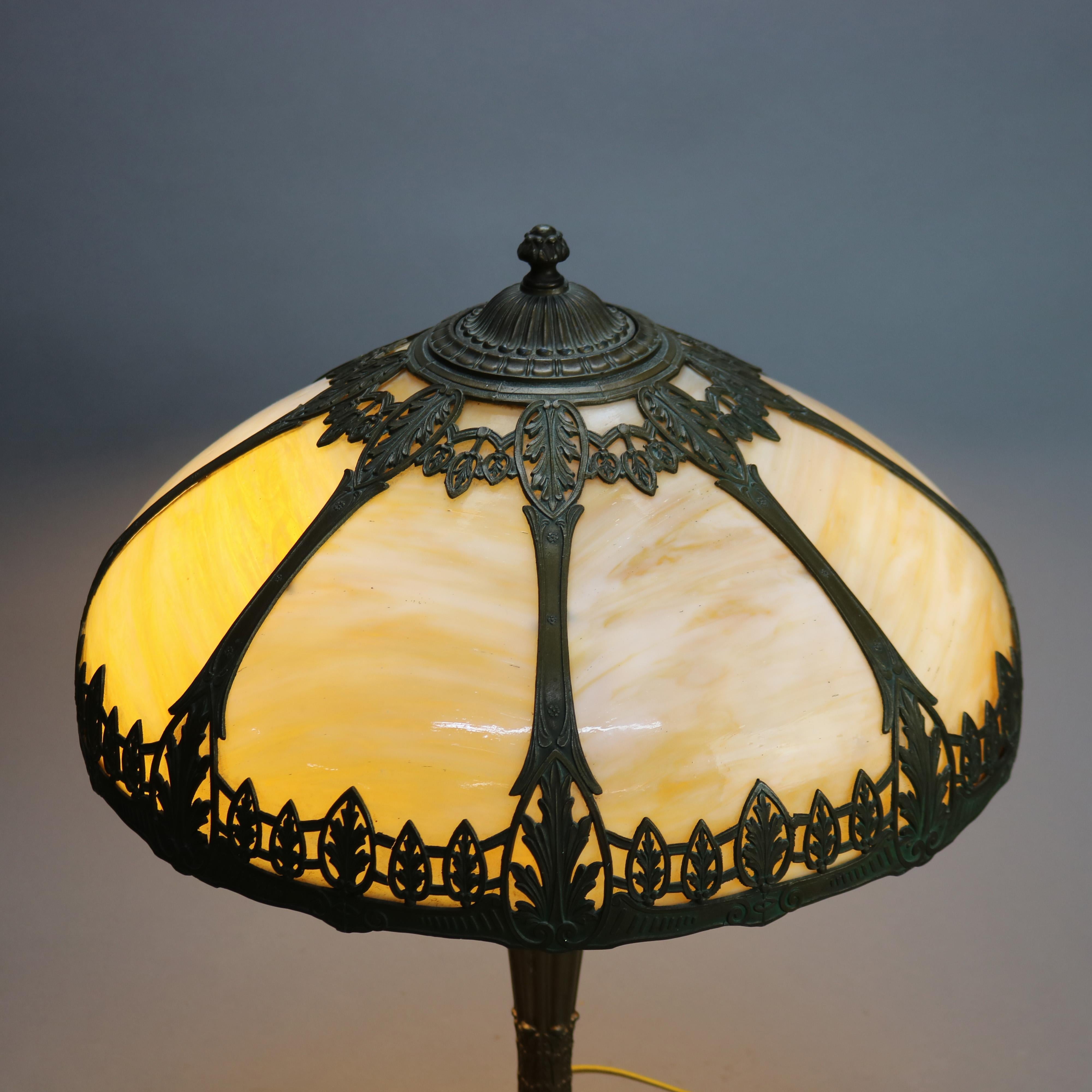 antique slag glass lamp