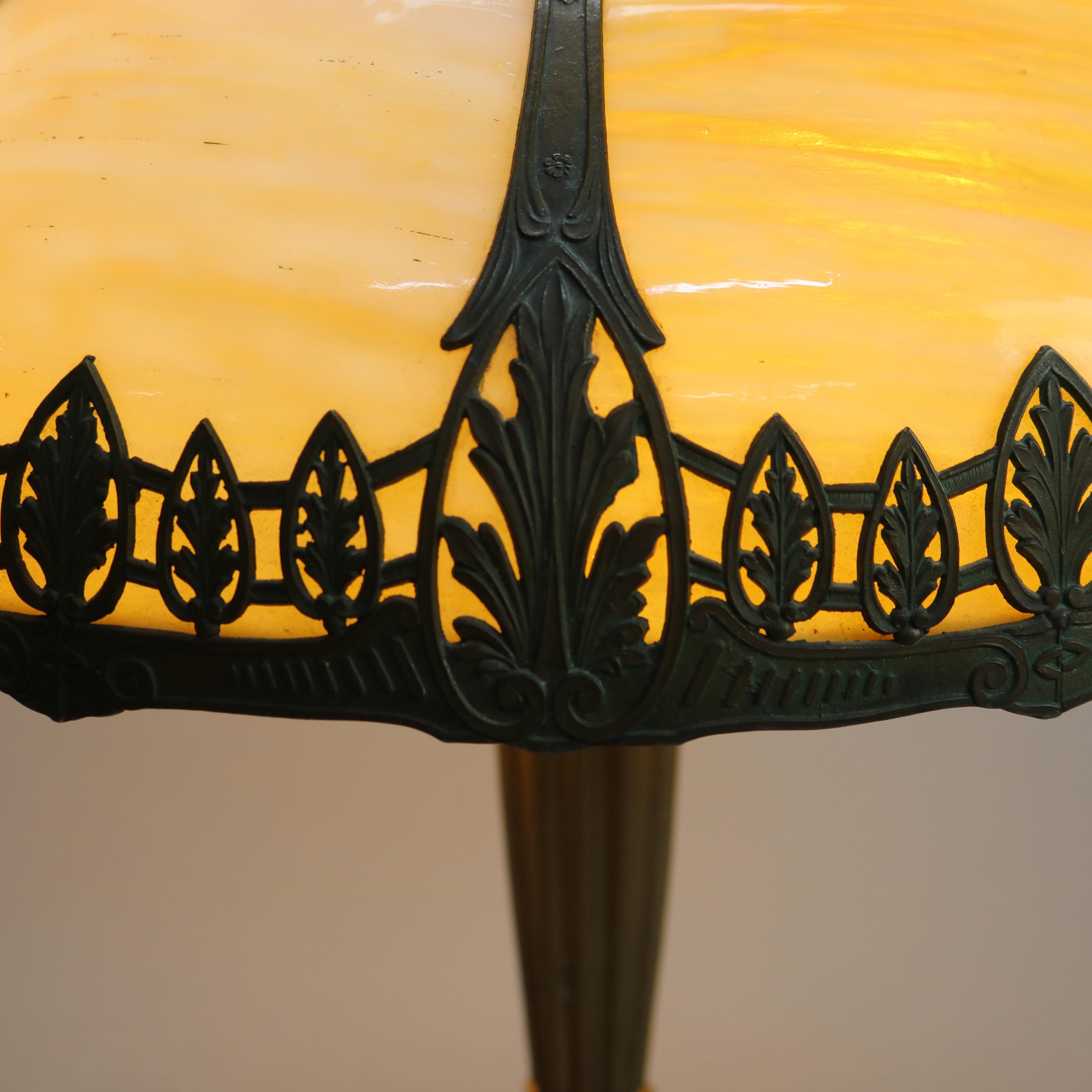 Arts and Crafts Antique Arts & Crafts Royal Art Glass Co. Slag Glass Lamp, c1920
