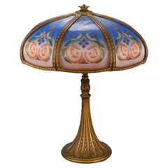 Antique Arts & Crafts Royal Co. Reverse Painted Table Lamp Circa 1920