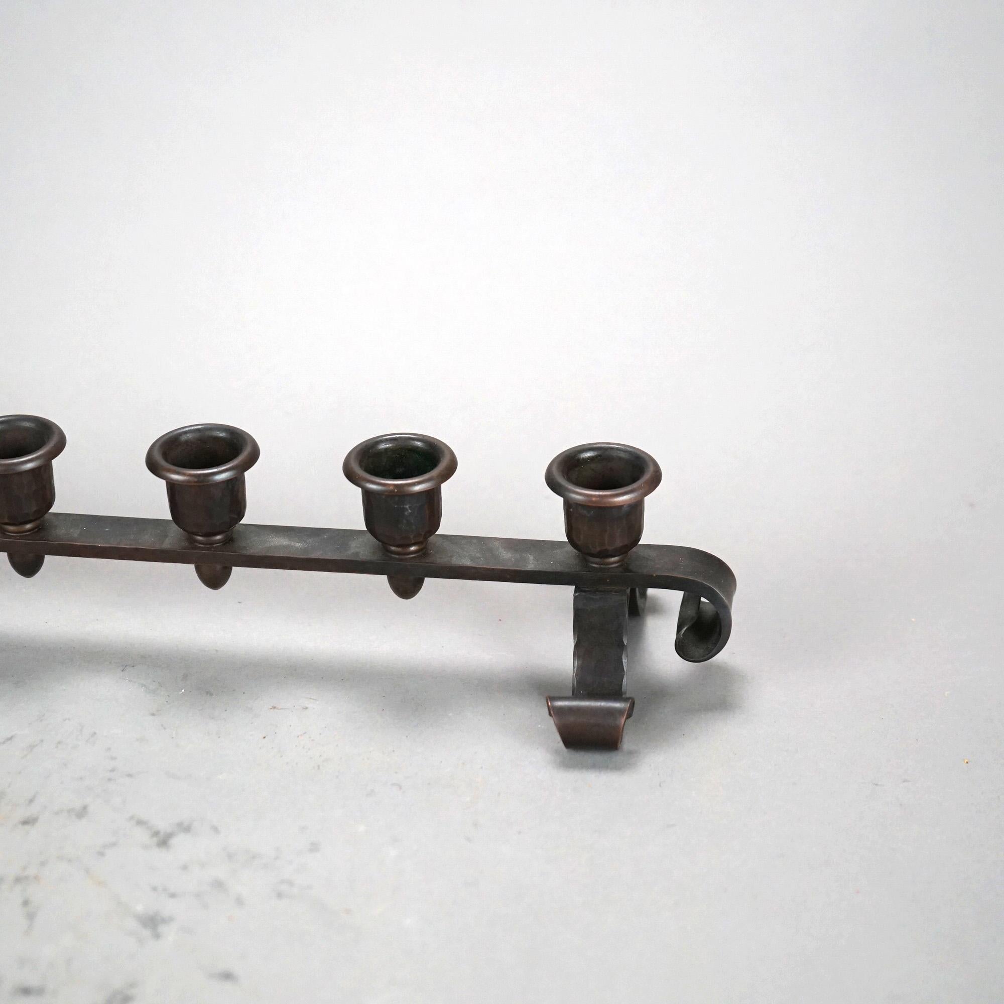 Antique Arts & Crafts Roycroft Eight-Light Brass-Washed Copper Candelabra Model 438 C1920

Measures - 2 7/8