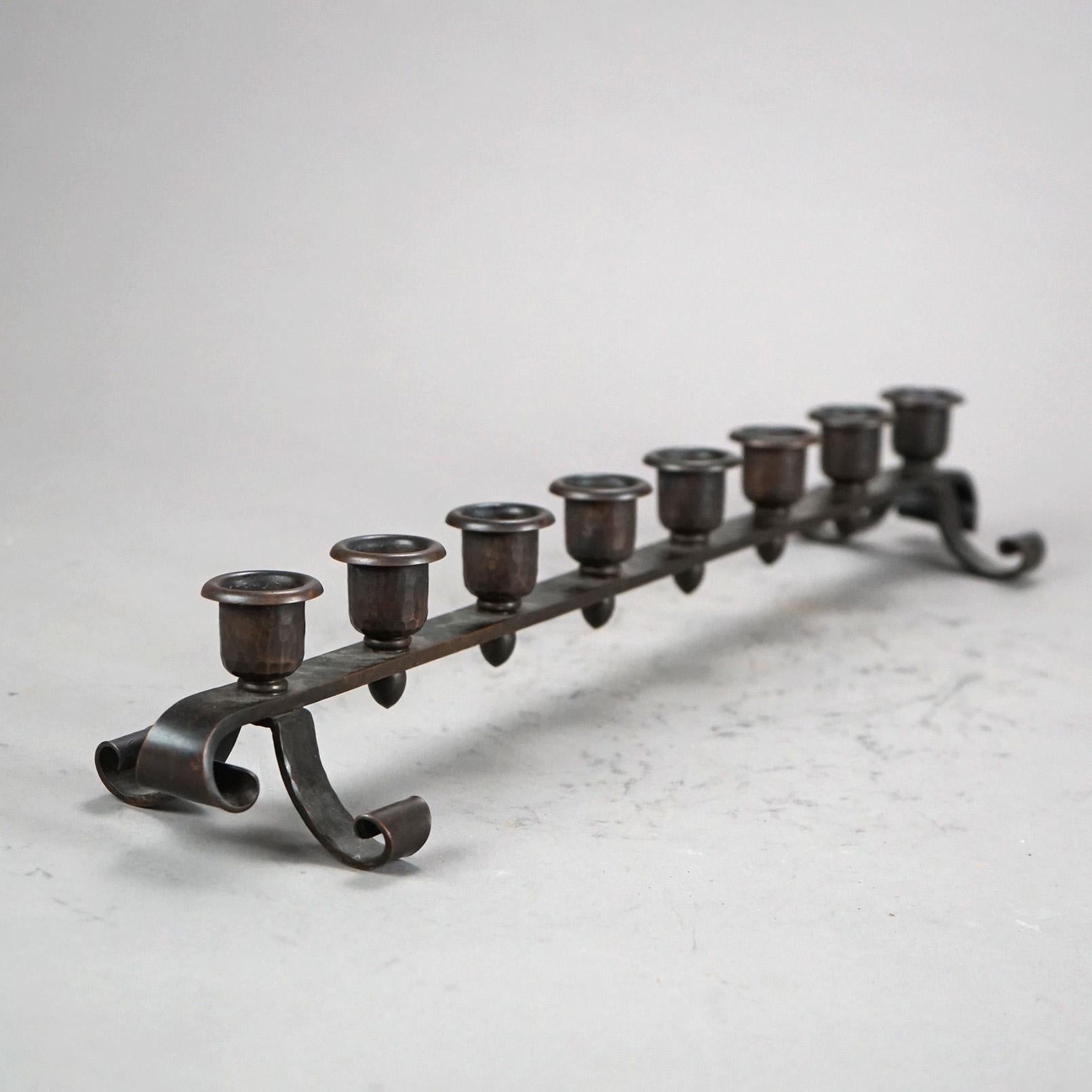 20th Century Antique Arts & Crafts Roycroft Eight-Light Copper Candelabra Model 438 C1920