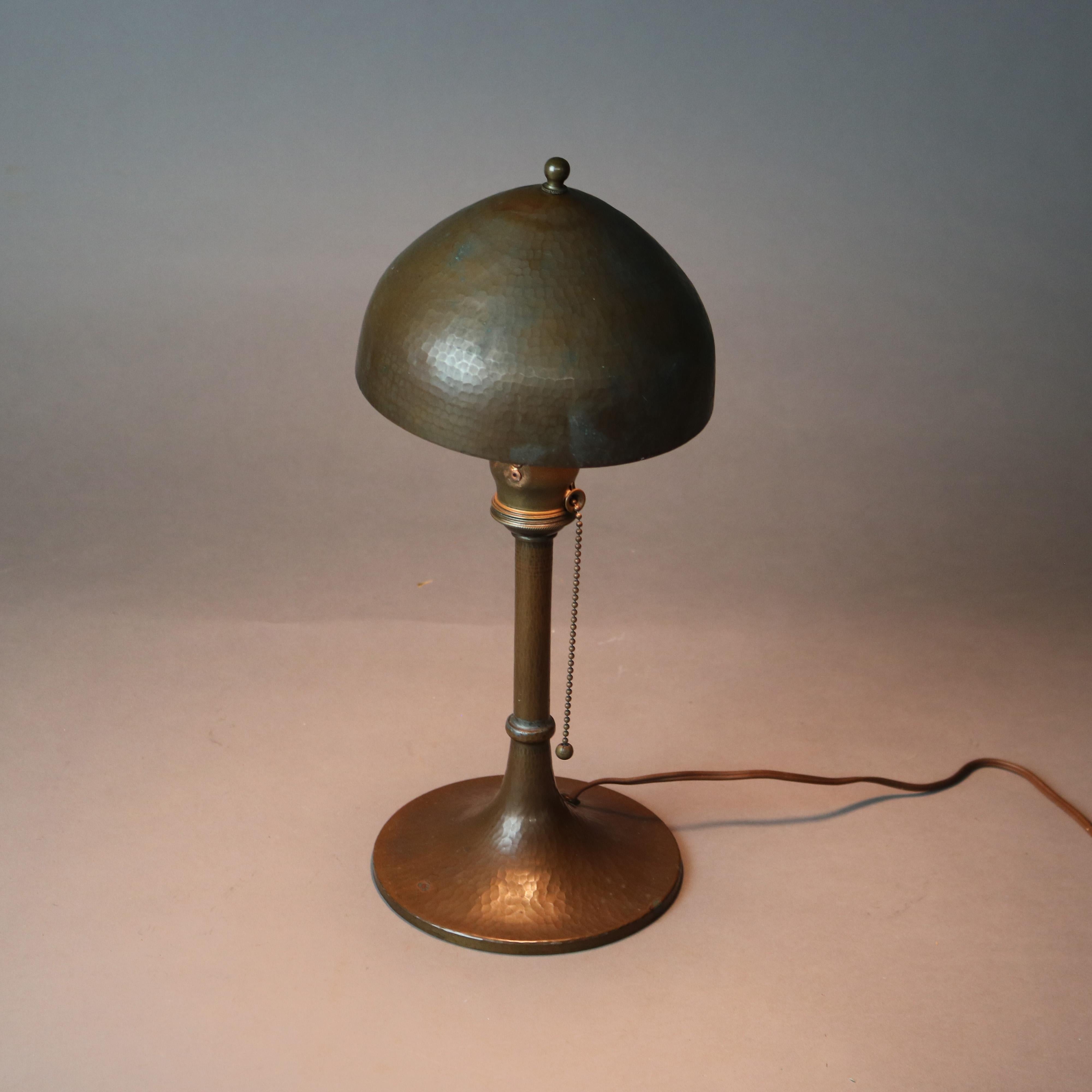 Arts and Crafts Antique Arts & Crafts Roycroft Hammered Copper Table Lamp with Seal C1910