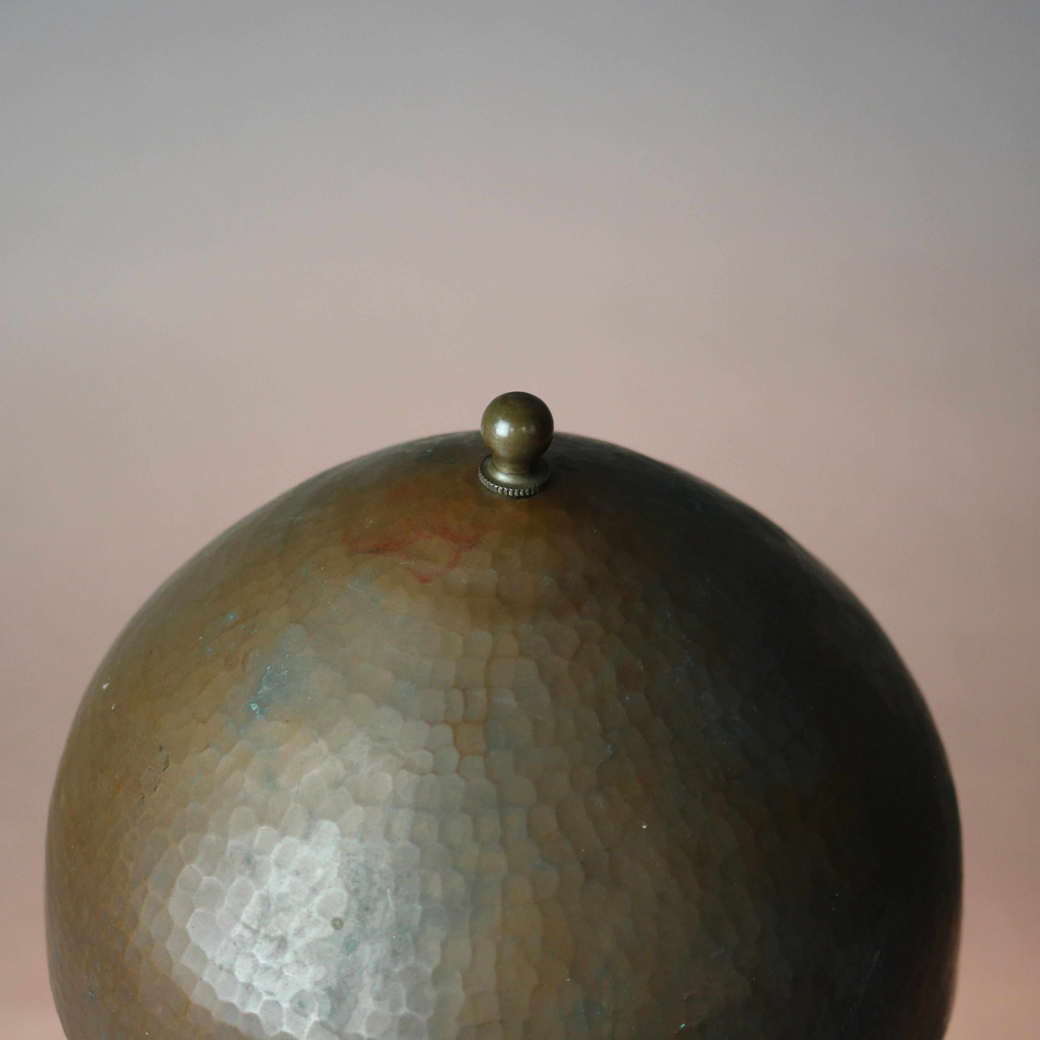 Antique Arts & Crafts Roycroft Hammered Copper Table Lamp with Seal C1910 1