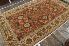 Tapis ancien de style Arts & Crafts, couleur rouille, à motifs floraux