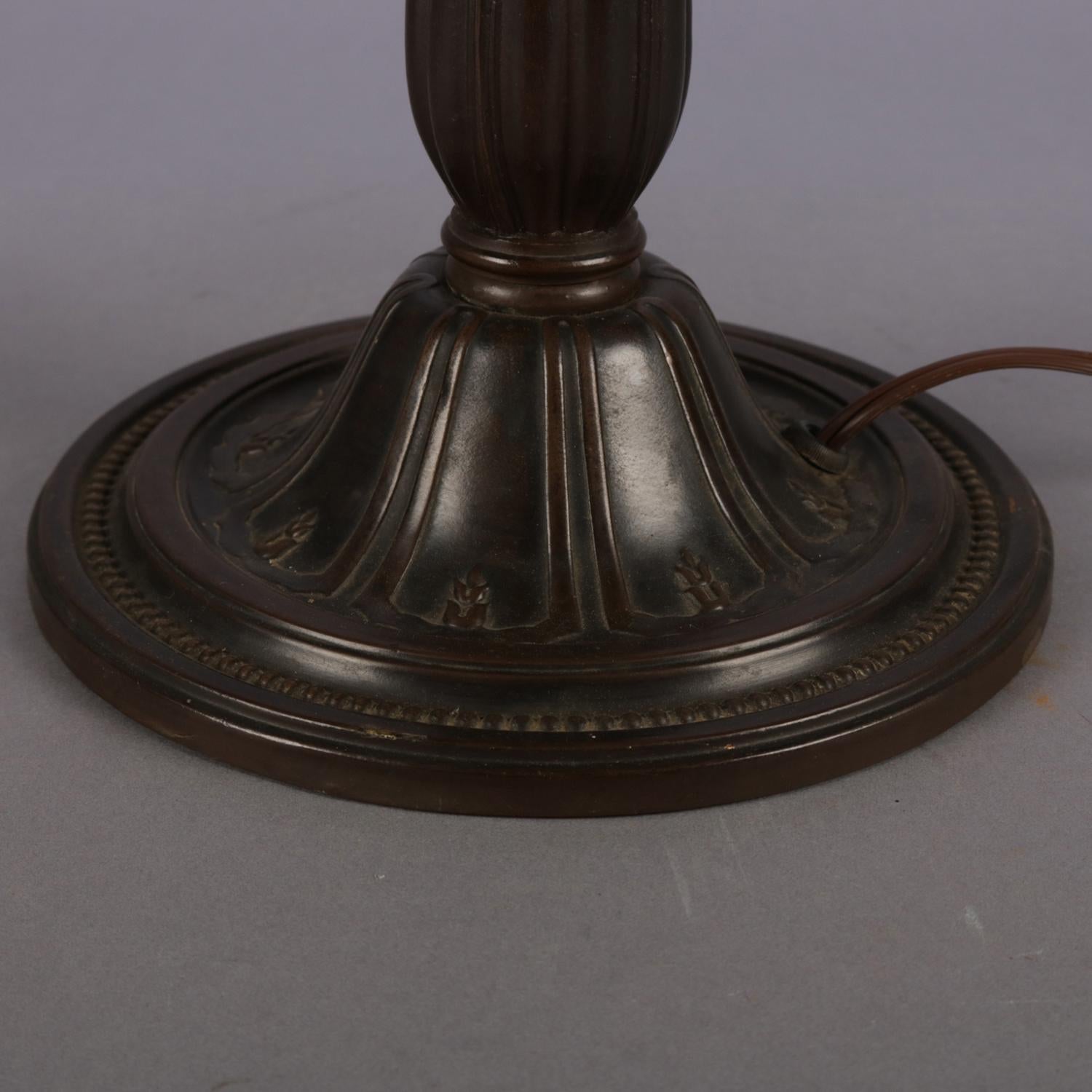 Arts and Crafts Antique Arts & Crafts Scenic Bradley and Hubbard School Slag Glass Lamp
