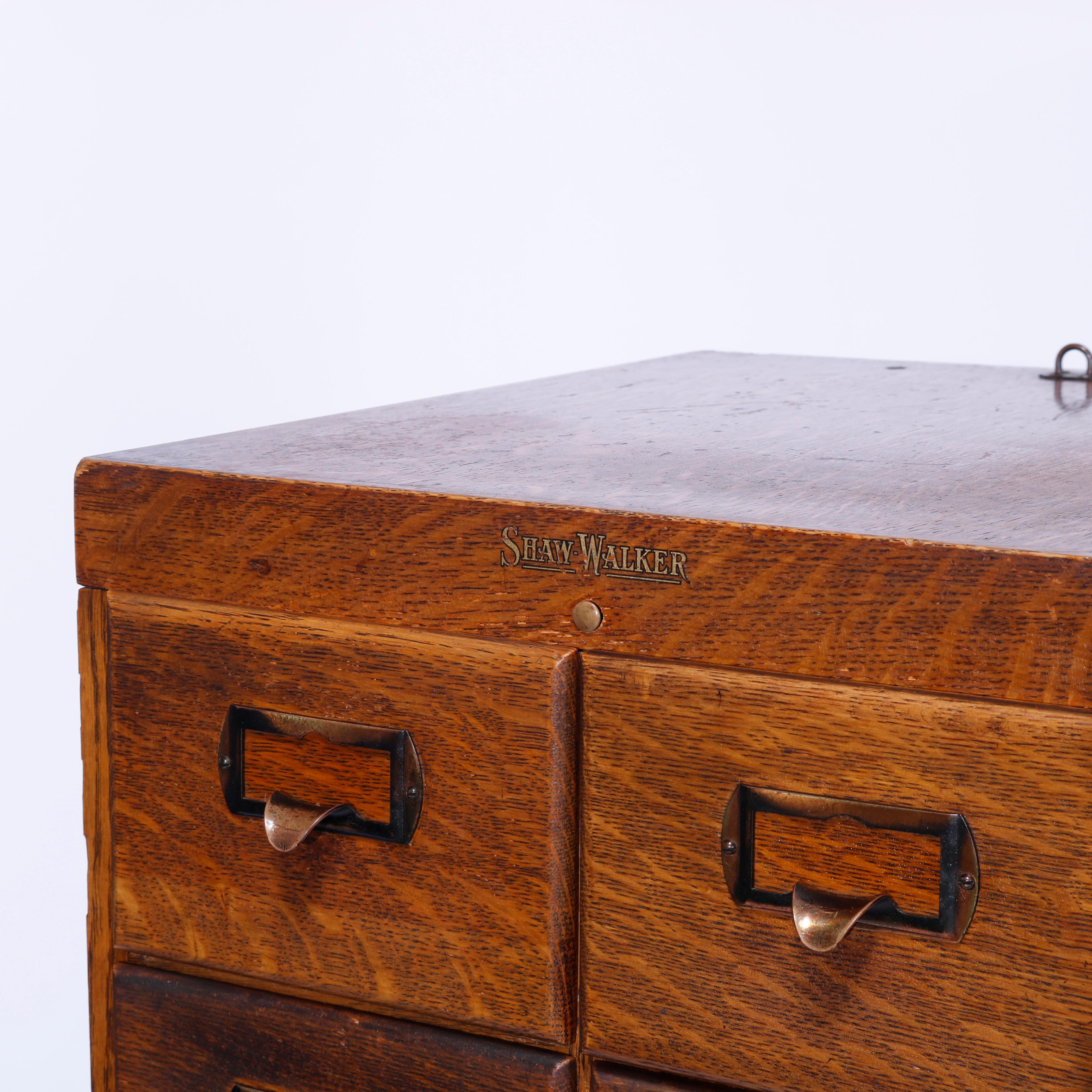 Arts and Crafts Antique Arts & Crafts Shaw Walker Oak Three-Section Stack File Cabinet, c1910