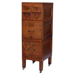 Vintage Arts & Crafts Shaw Walker Oak Three-Section Stack File Cabinet, c1910