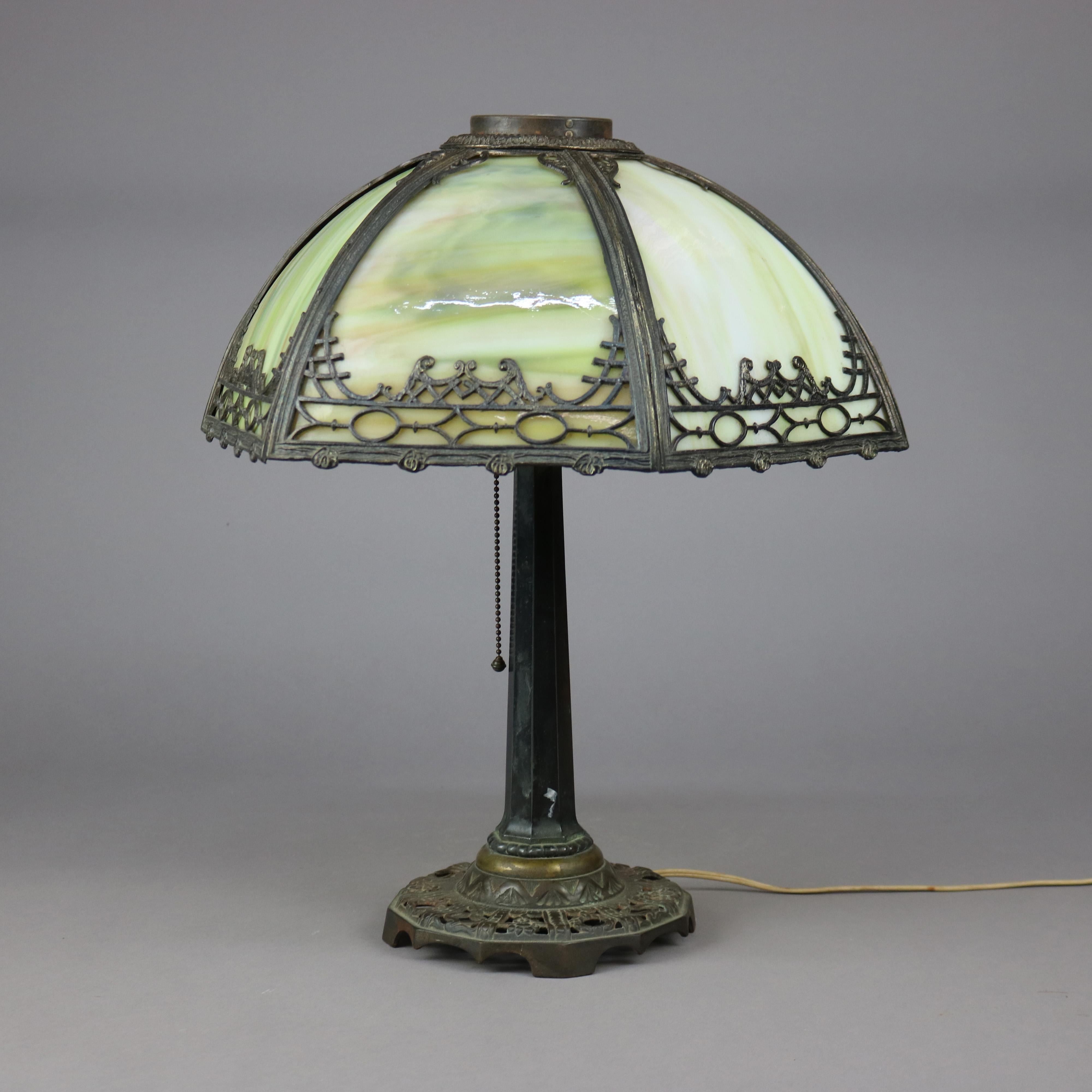 bradley & hubbard slag glass lamp