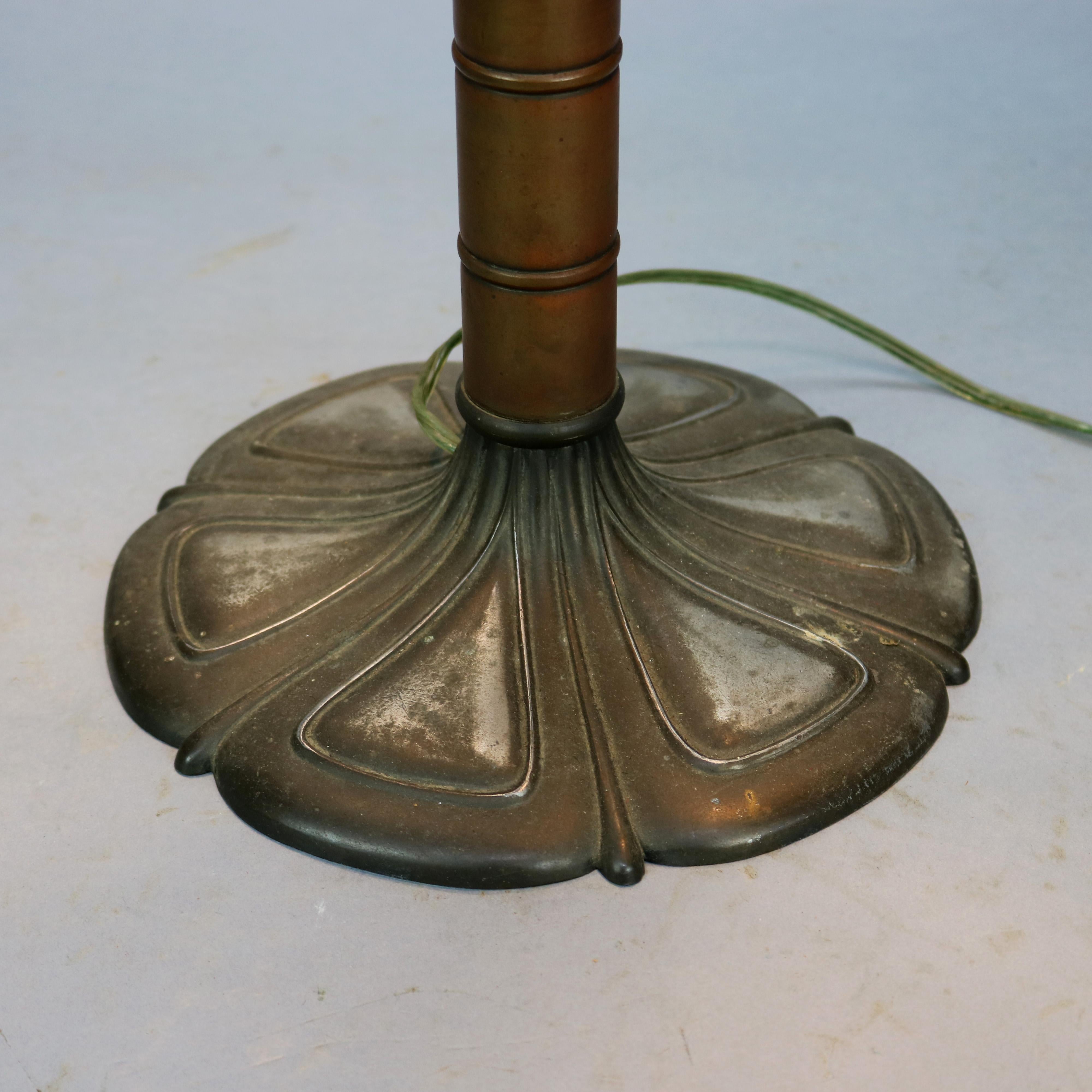 Antique Arts & Crafts Signed Bradley & Hubbard Slag Glass Table Lamp, Circa 1920 3