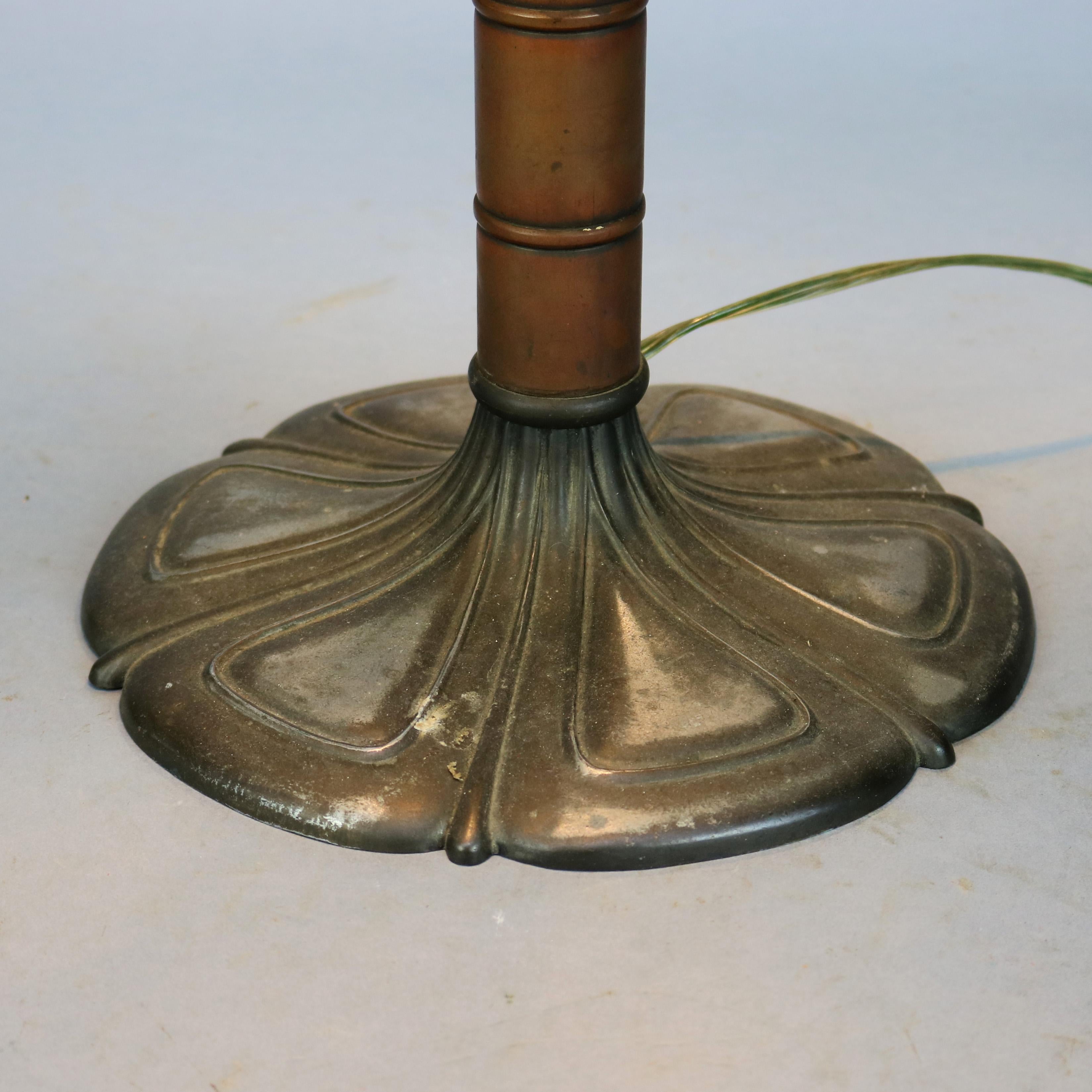Antique Arts & Crafts Signed Bradley & Hubbard Slag Glass Table Lamp, Circa 1920 2