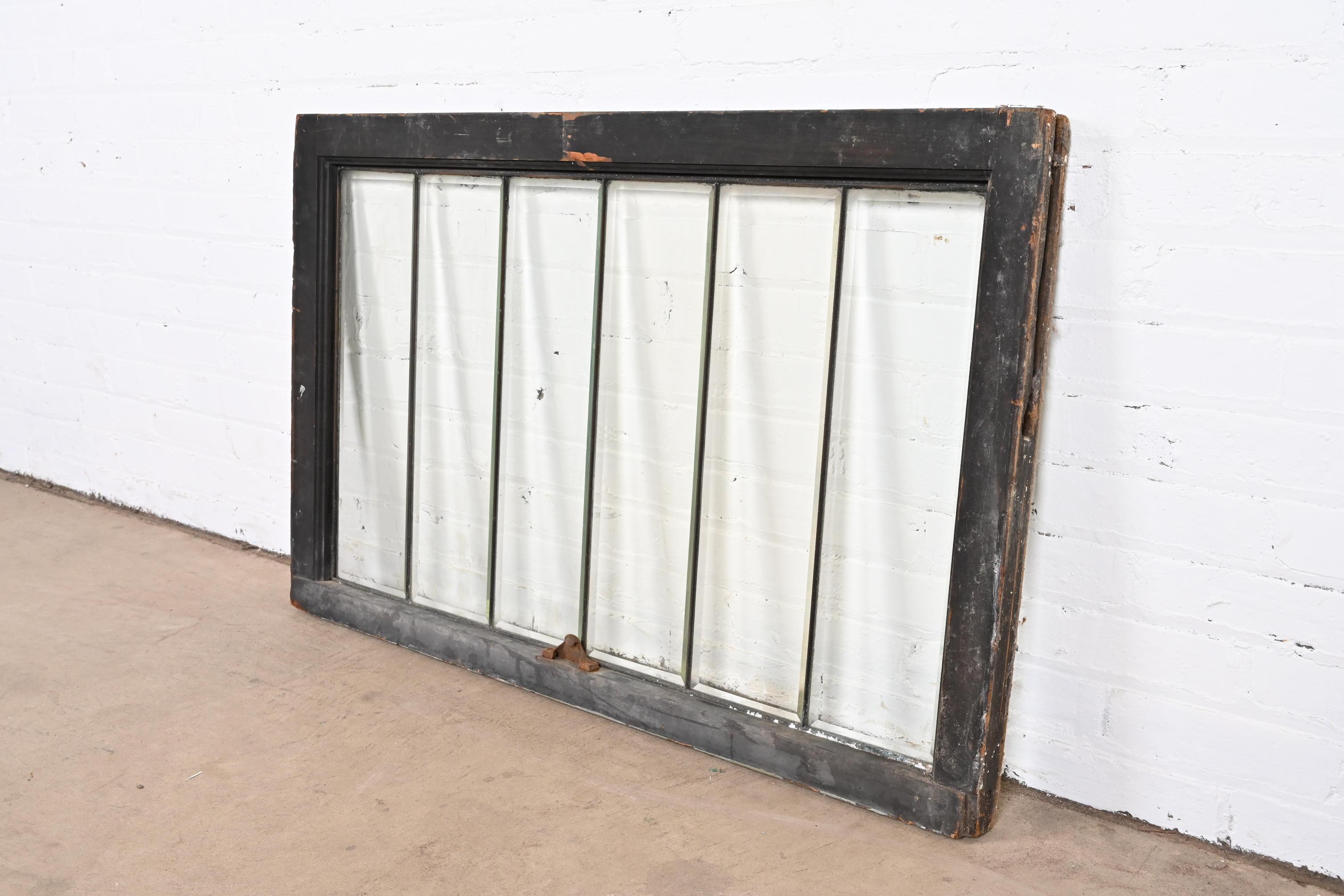 Antique Arts & Crafts Six-Panel Leaded Beveled Glass Window 1