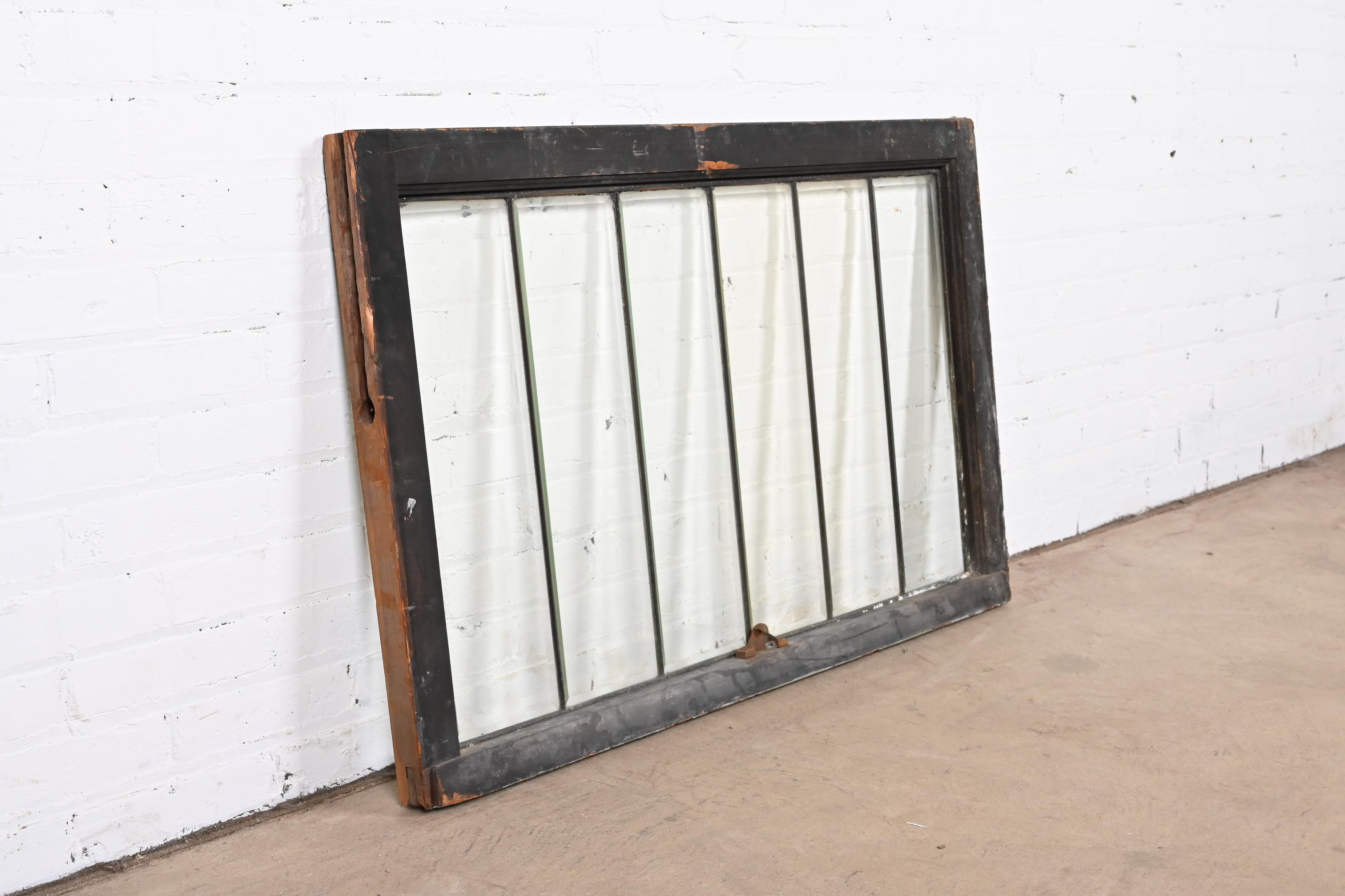 Antique Arts & Crafts Six-Panel Leaded Beveled Glass Window 2