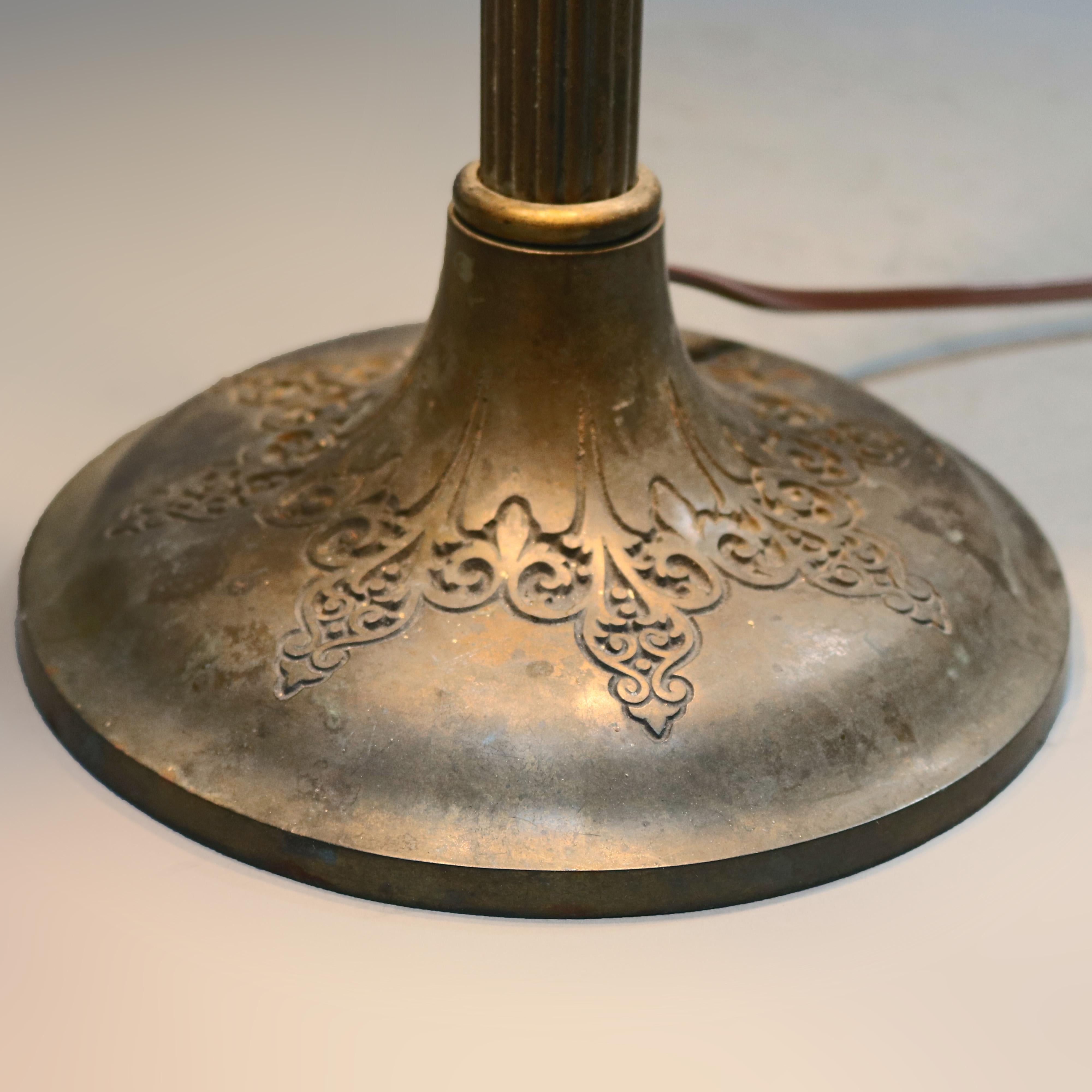 Antique Arts & Crafts Slag Glass Lamp by Bradley & Hubbard, C1920 2