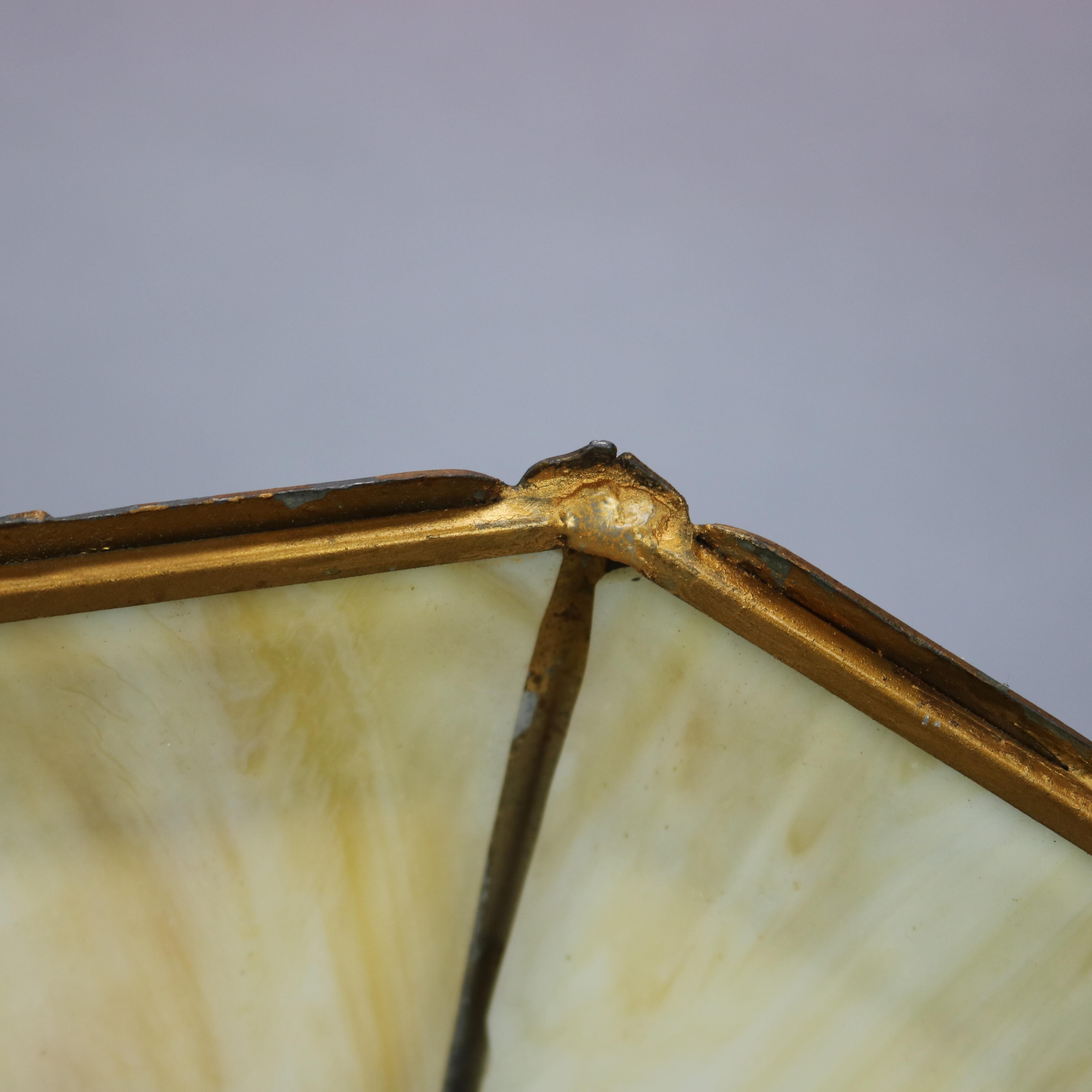 Antique Arts & Crafts Slag Glass Table Lamp, Bradley & Hubbard School, c1920 3