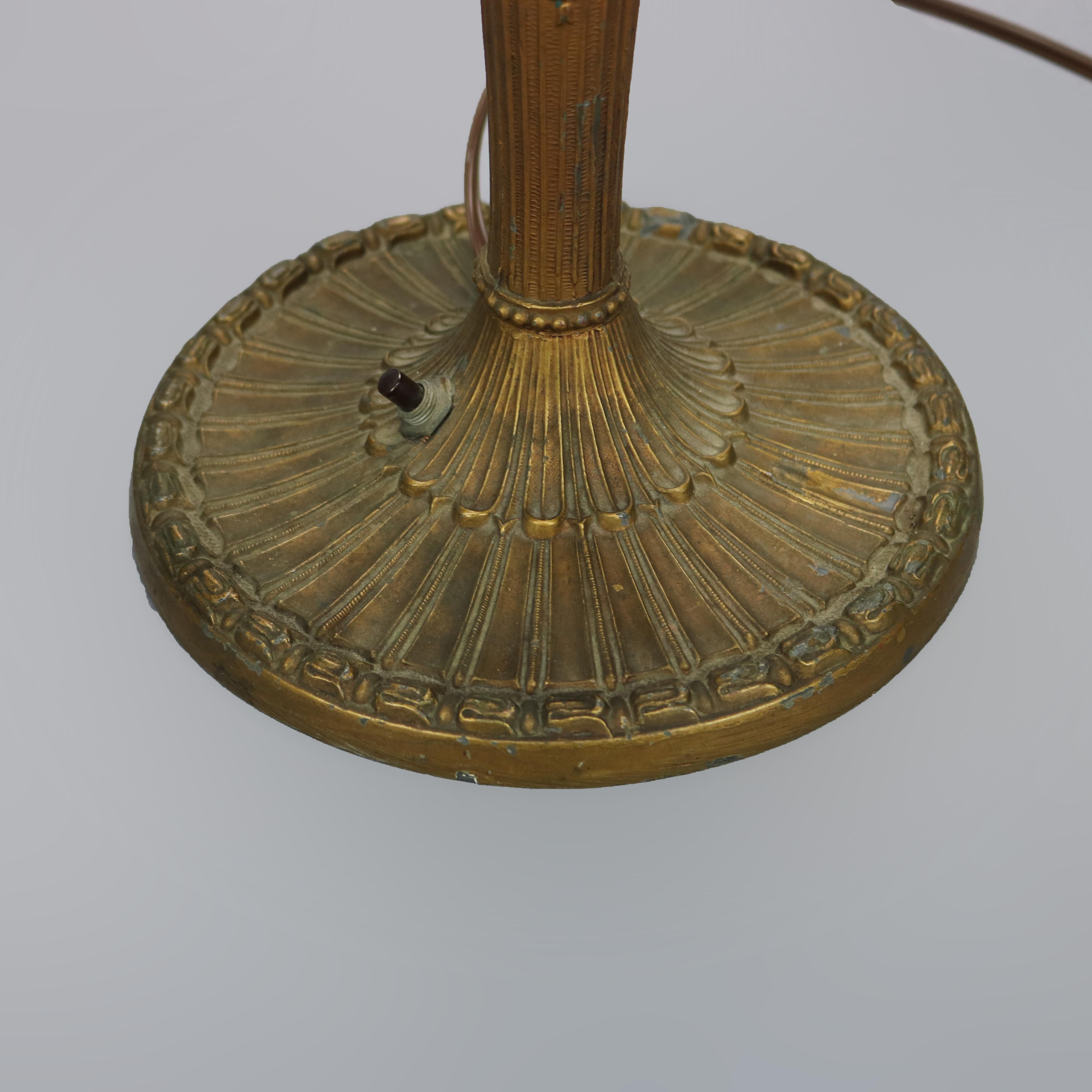 Antique Arts & Crafts Slag Glass Table Lamp, Bradley & Hubbard School, c1920 1