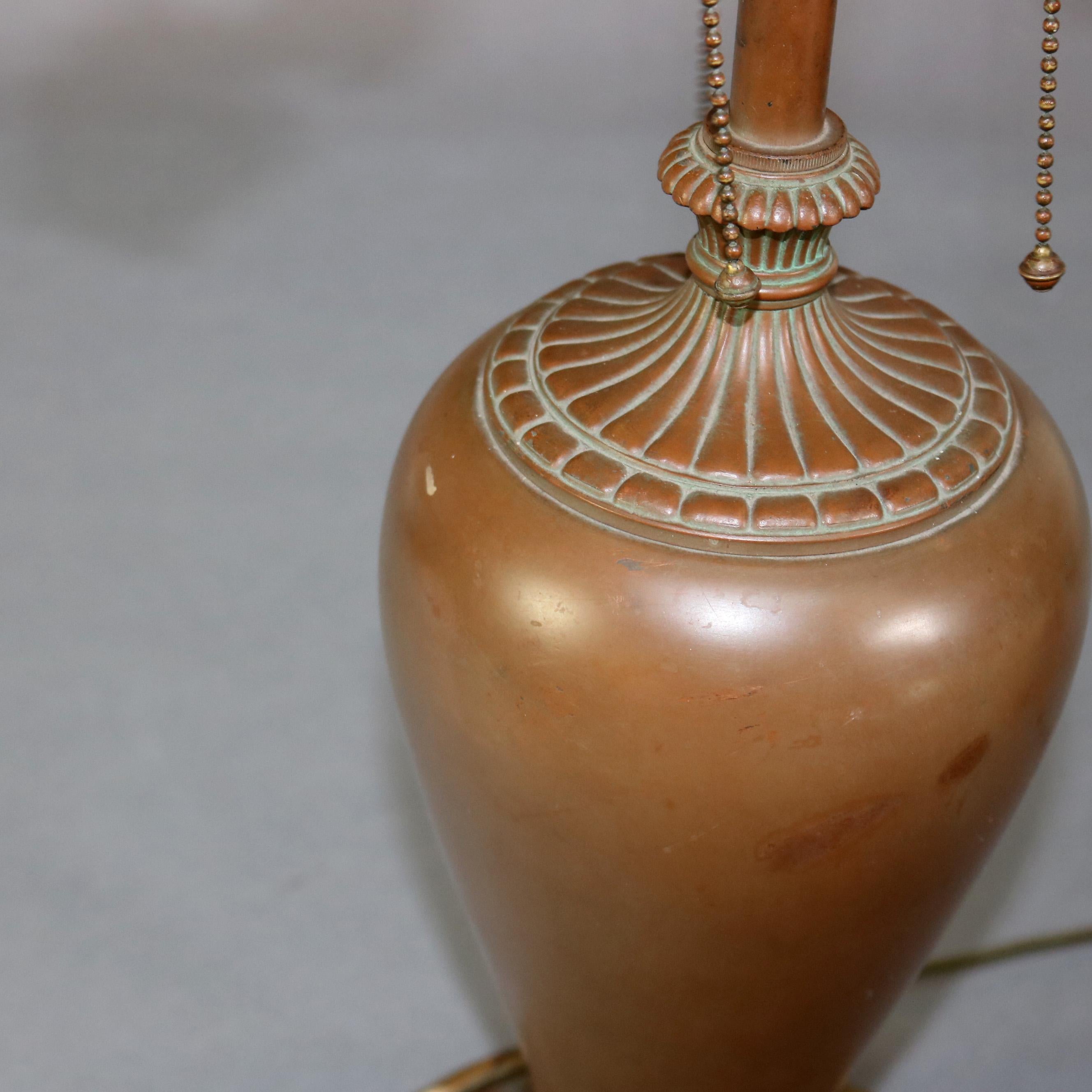 American Antique Arts & Crafts Slag Glass Table Lamp by Bradley Hubbard, circa 1920
